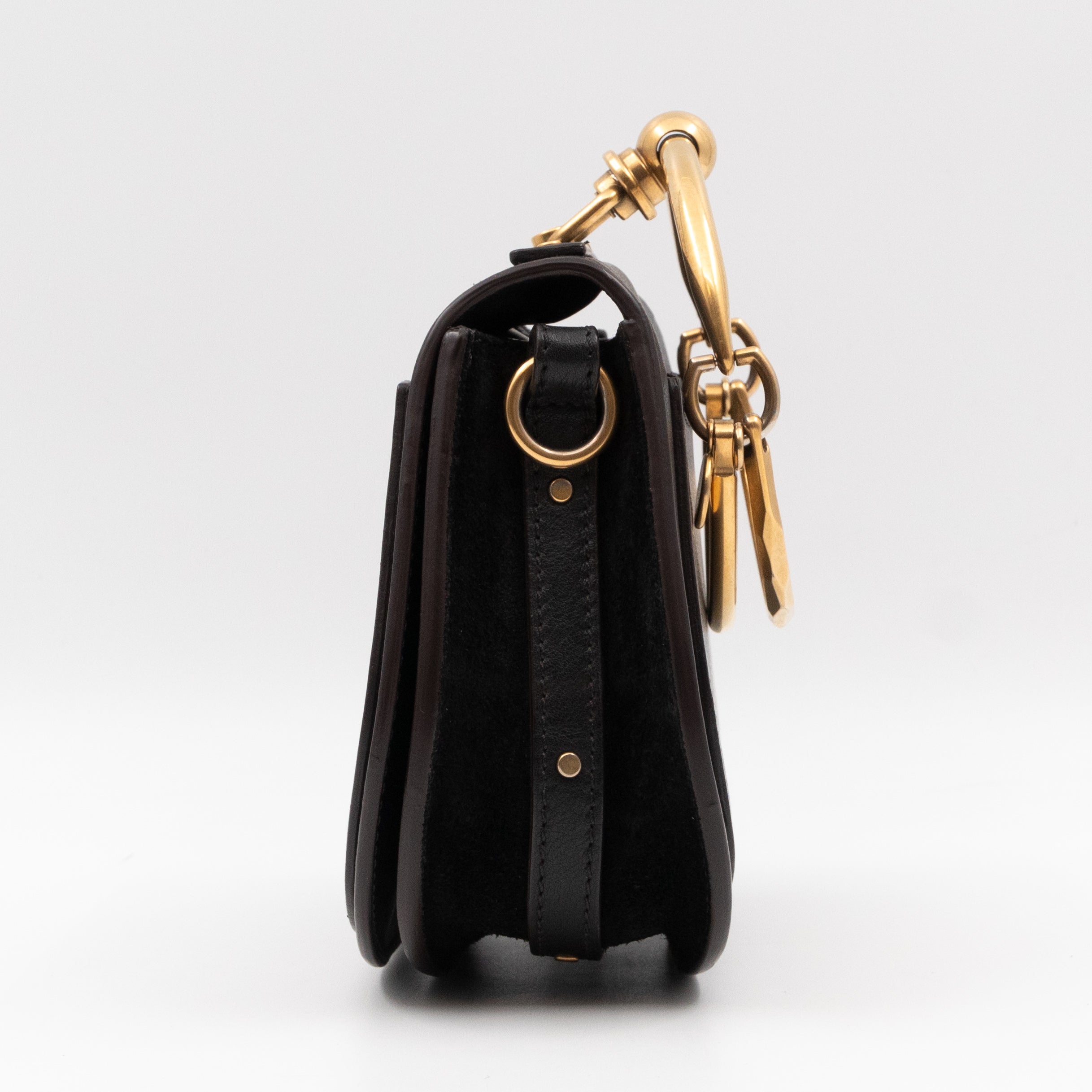 Small Nile Bracelet Bag Black Leather