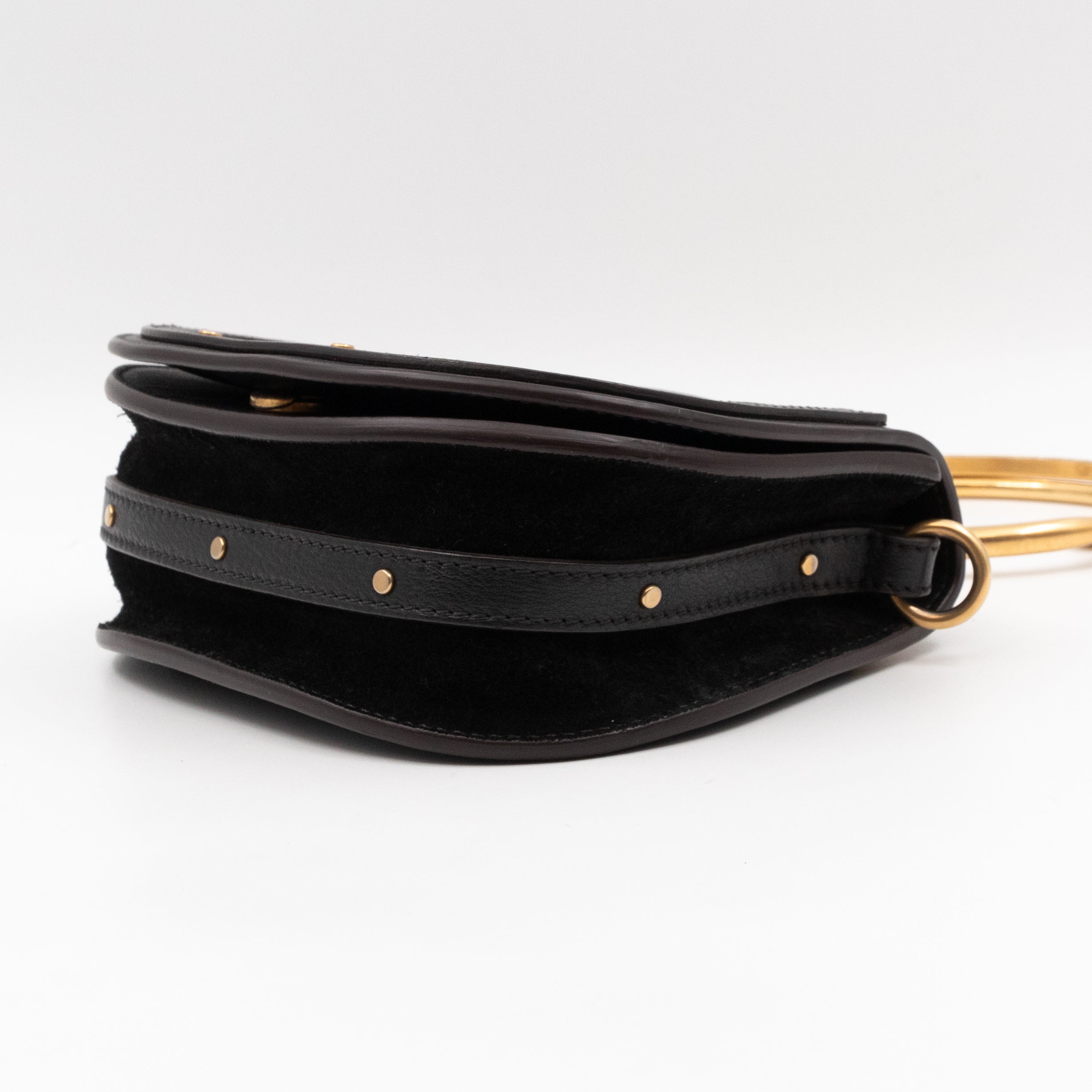 Small Nile Bracelet Bag Black Leather