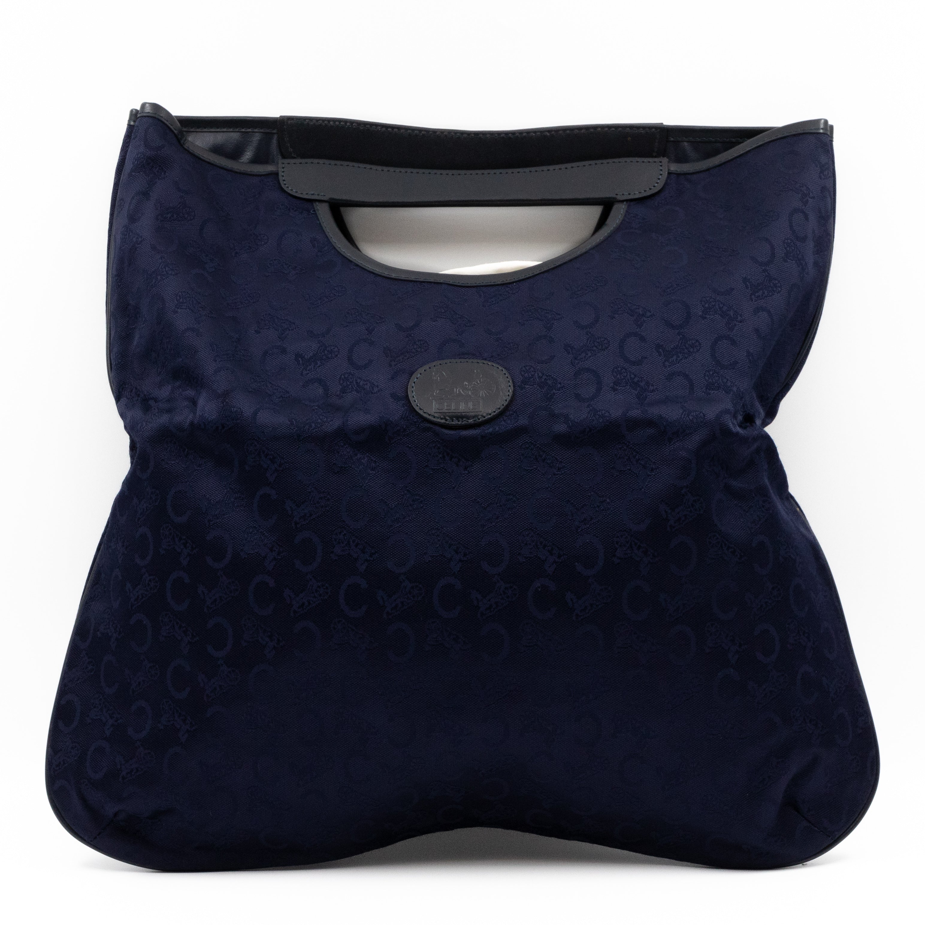 Vintage Noevir Fold over Large Tote Clutch Navy Canvas