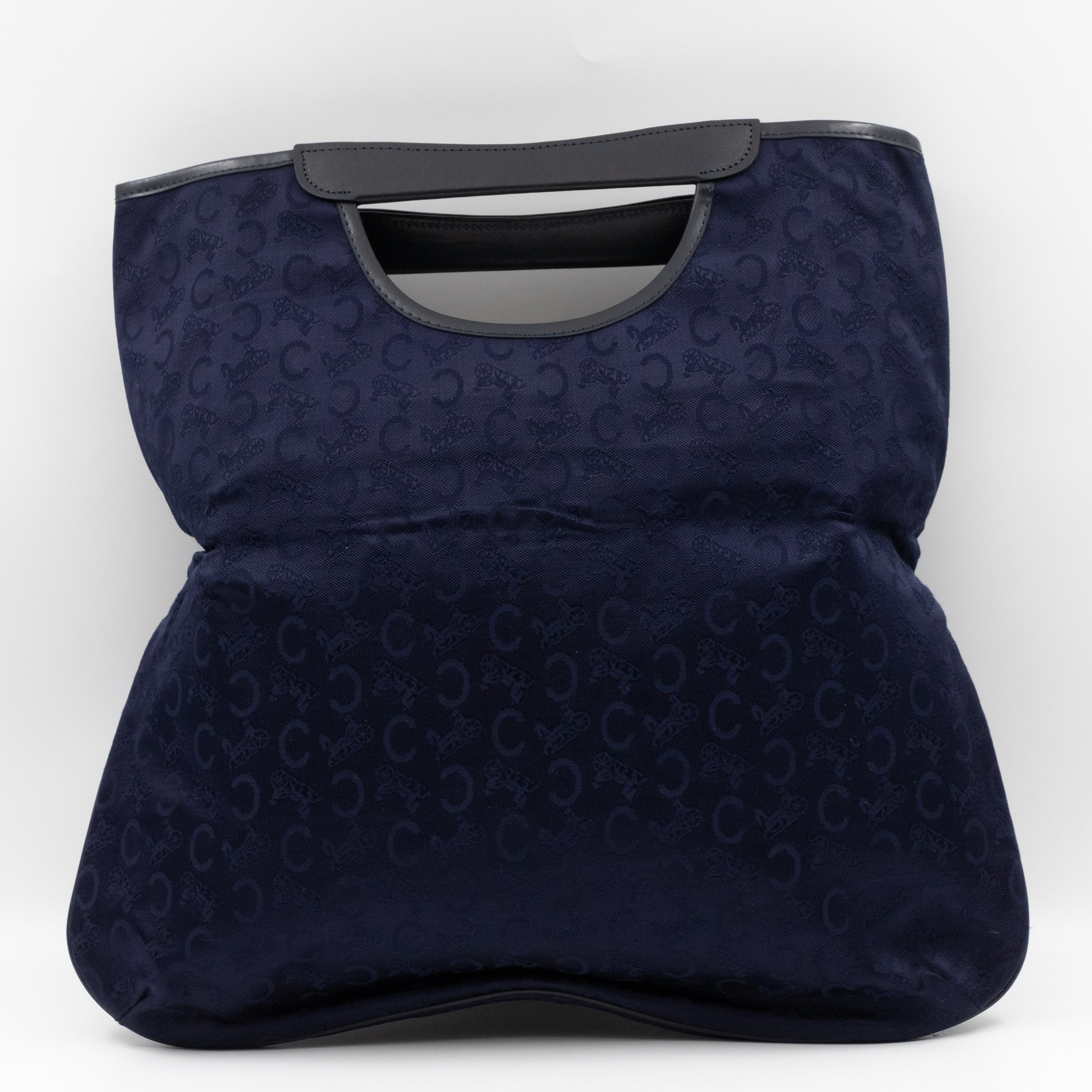 Vintage Noevir Fold over Large Tote Clutch Navy Canvas