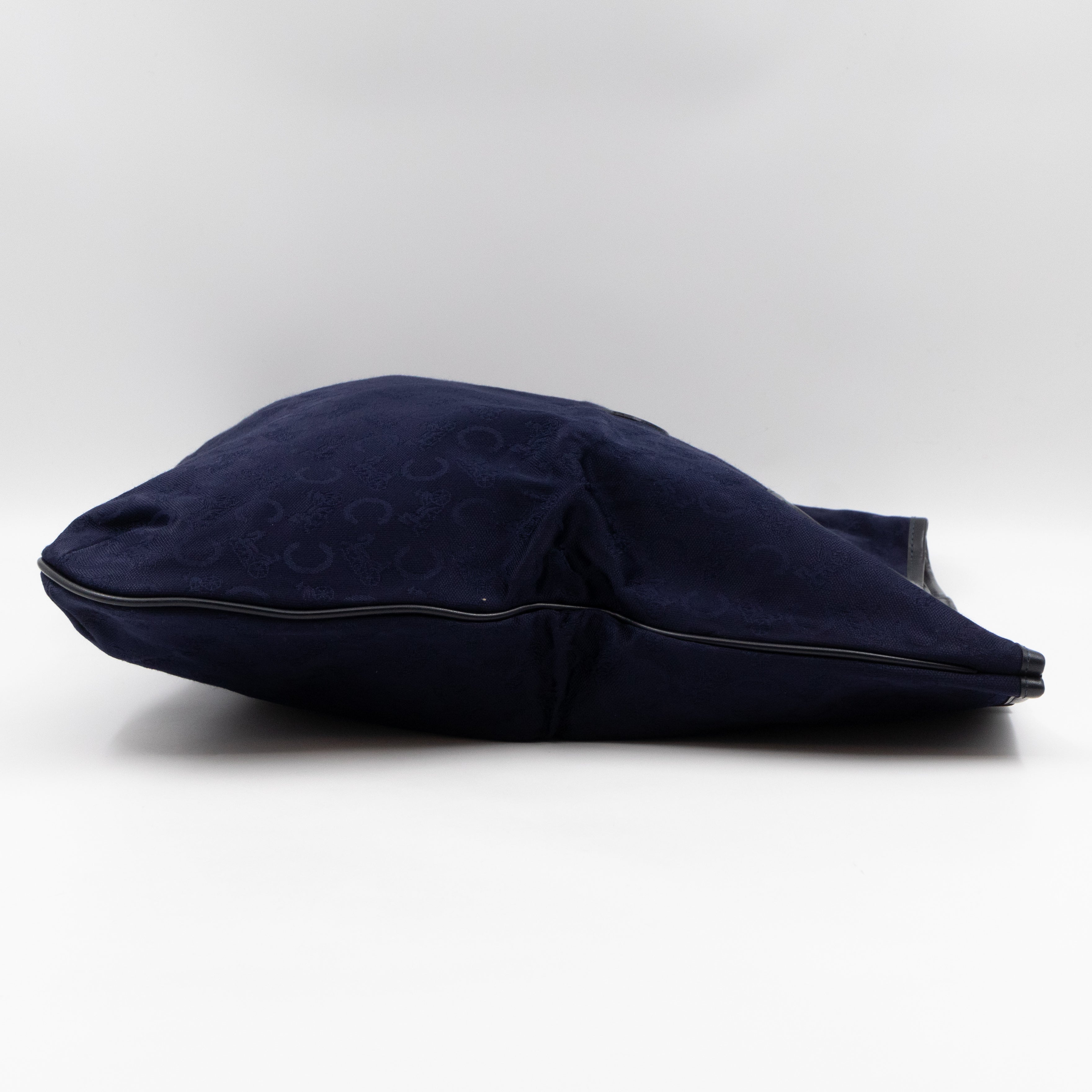 Vintage Noevir Fold over Large Tote Clutch Navy Canvas