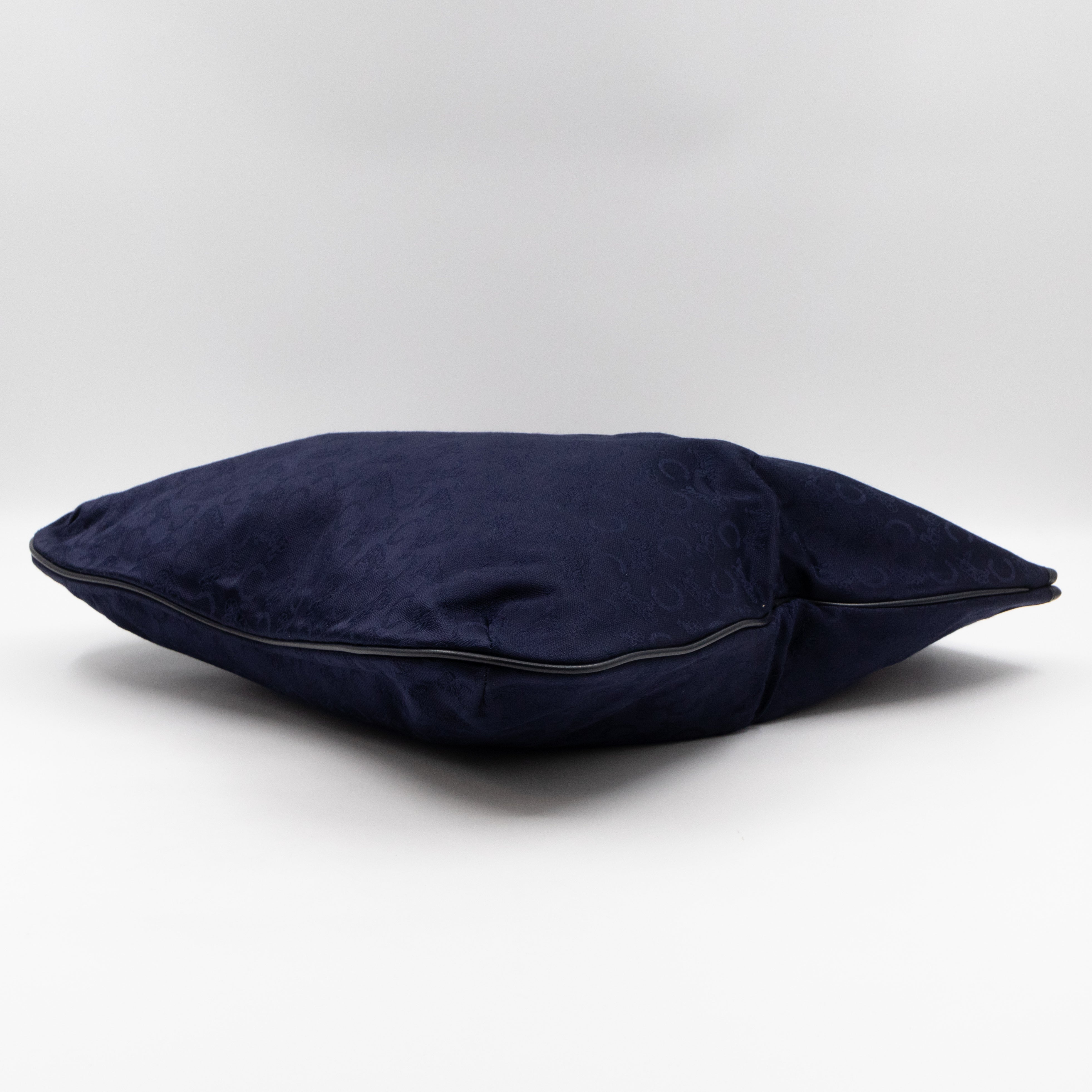 Vintage Noevir Fold over Large Tote Clutch Navy Canvas