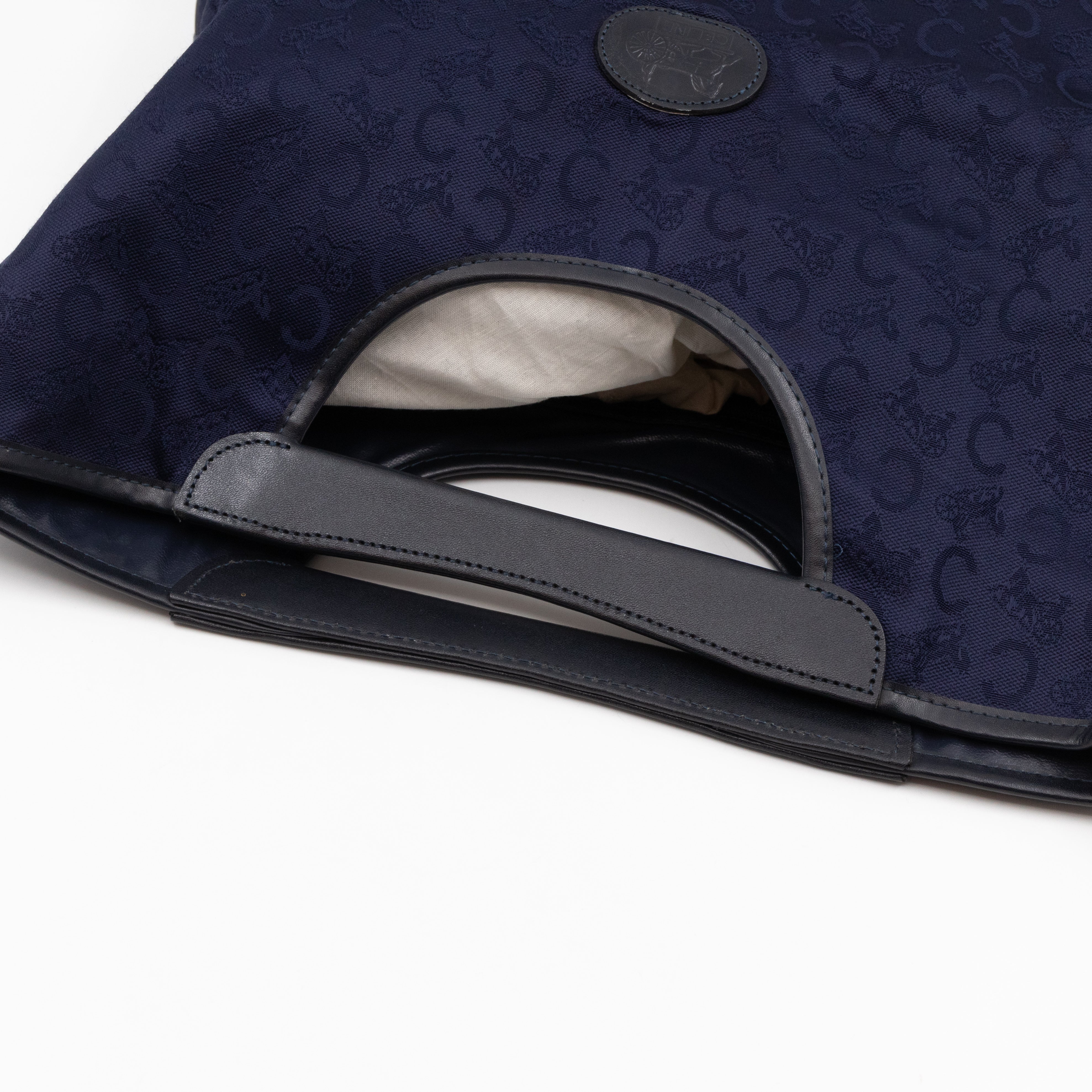 Vintage Noevir Fold over Large Tote Clutch Navy Canvas