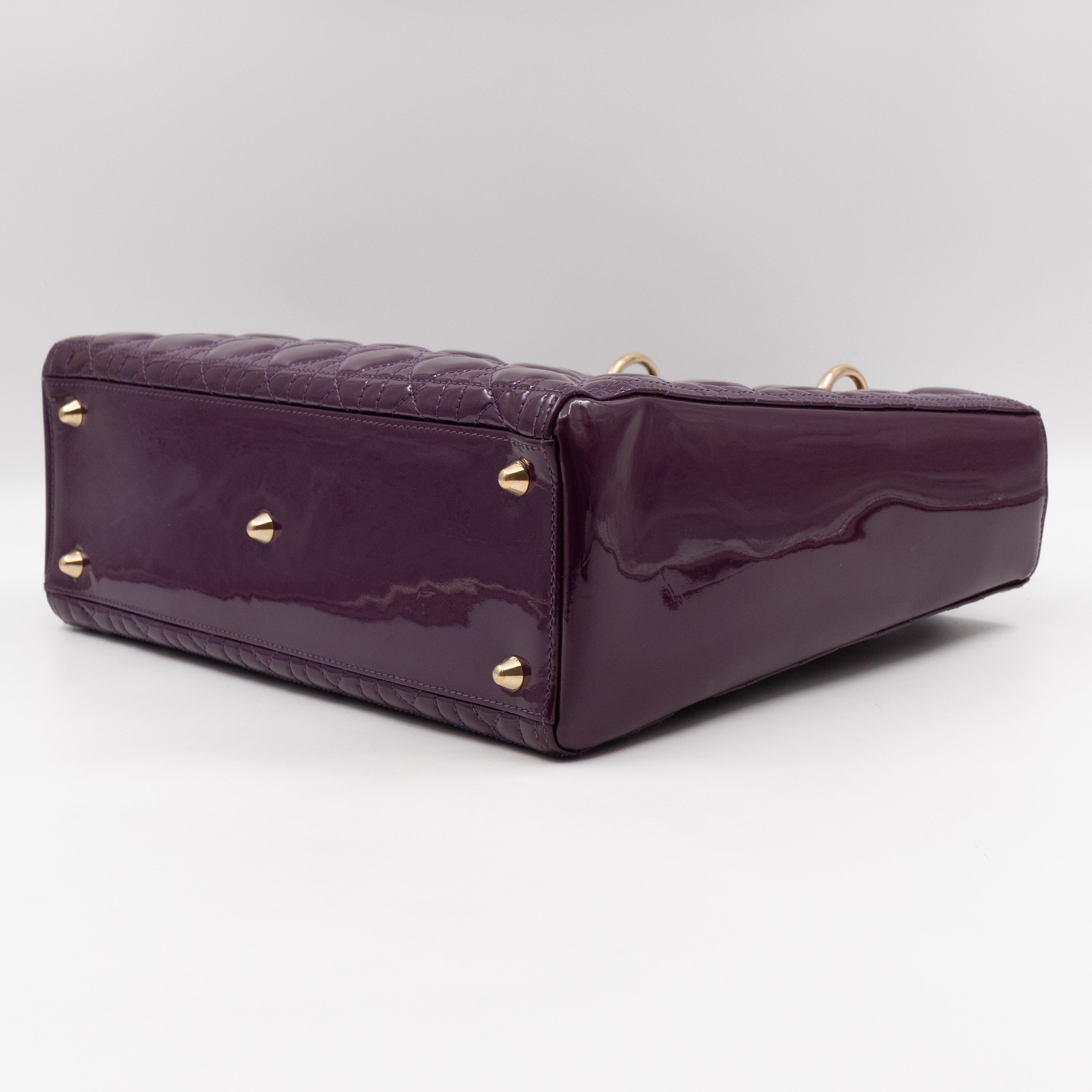 Lady Dior Large Purple Patent Leather