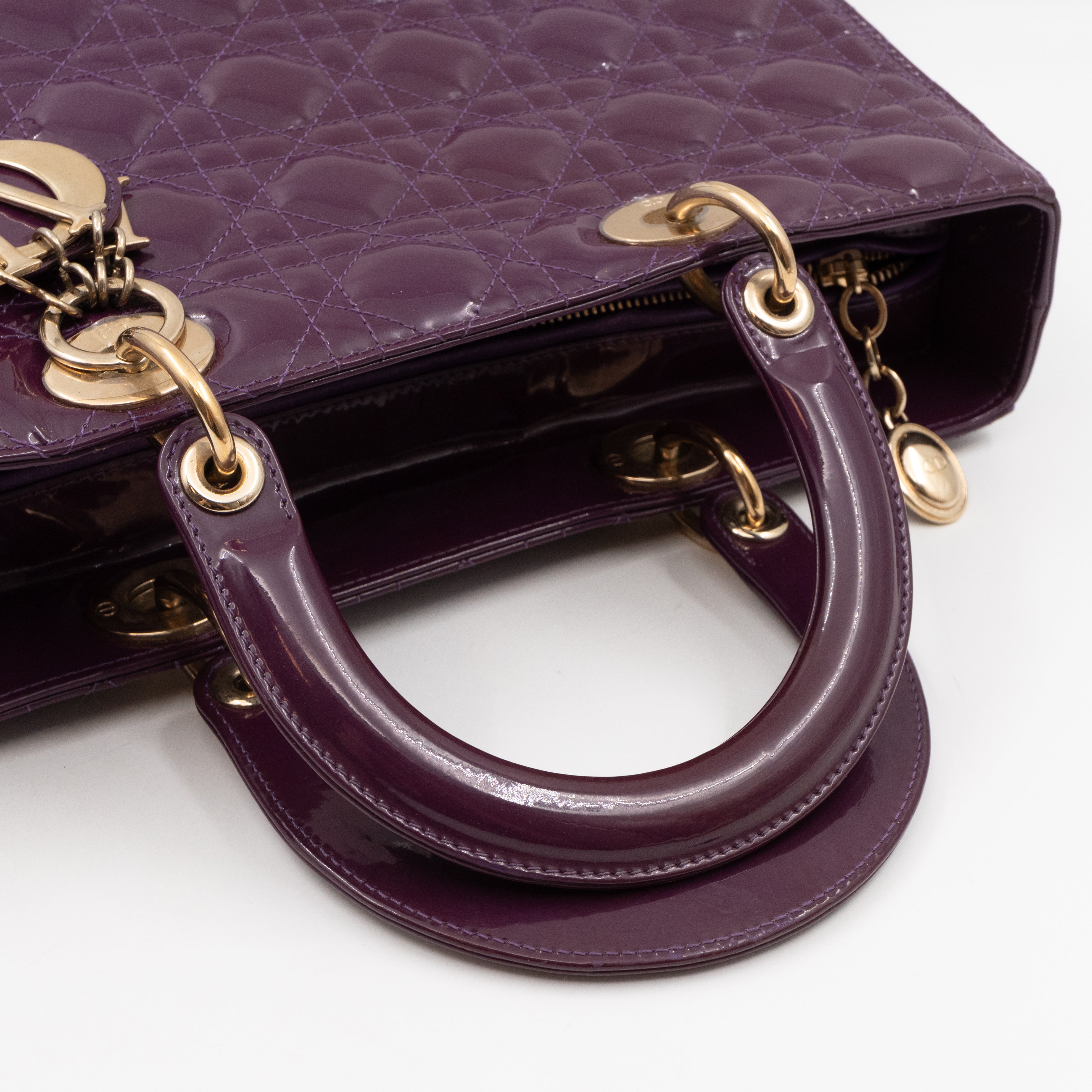 Lady Dior Large Purple Patent Leather