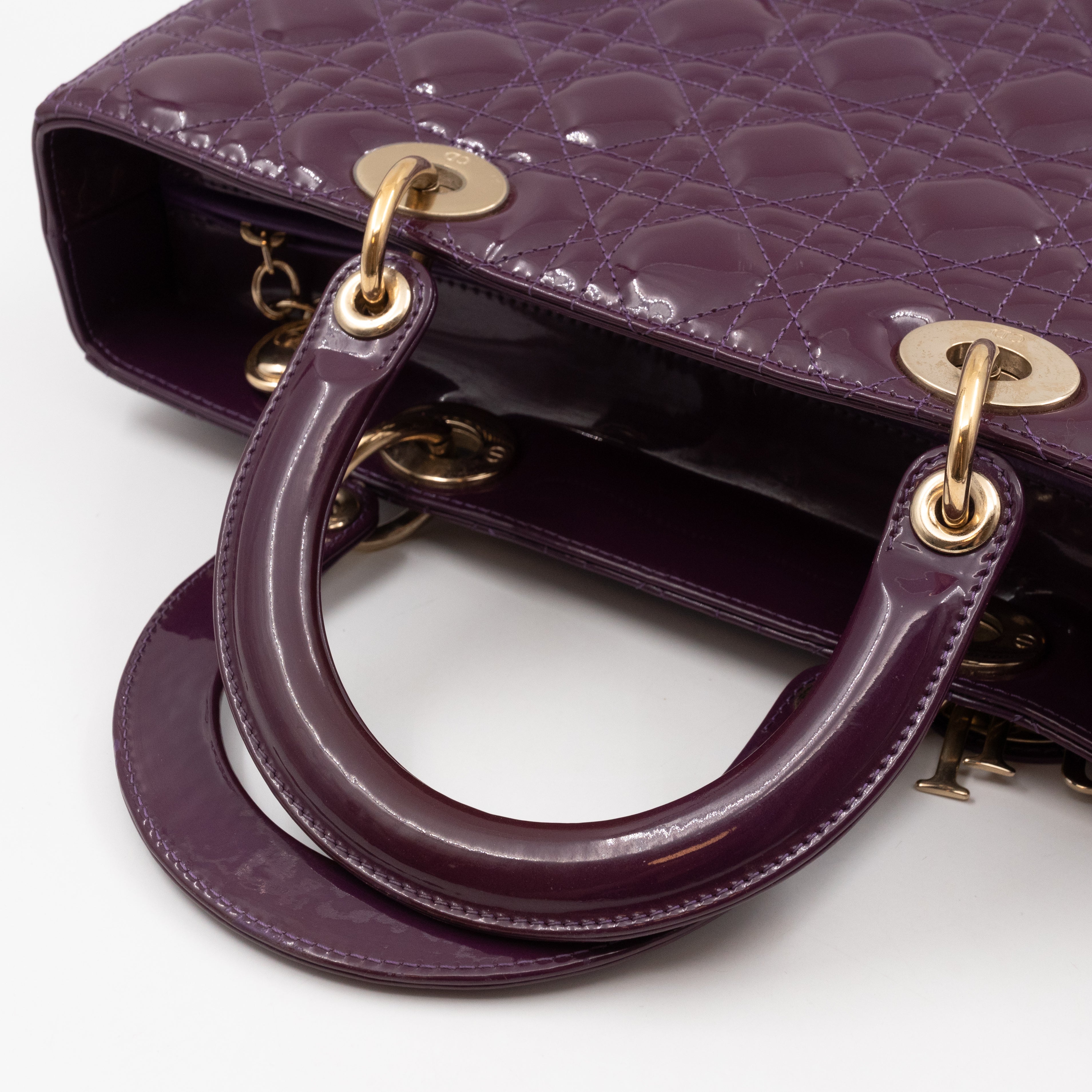 Lady Dior Large Purple Patent Leather