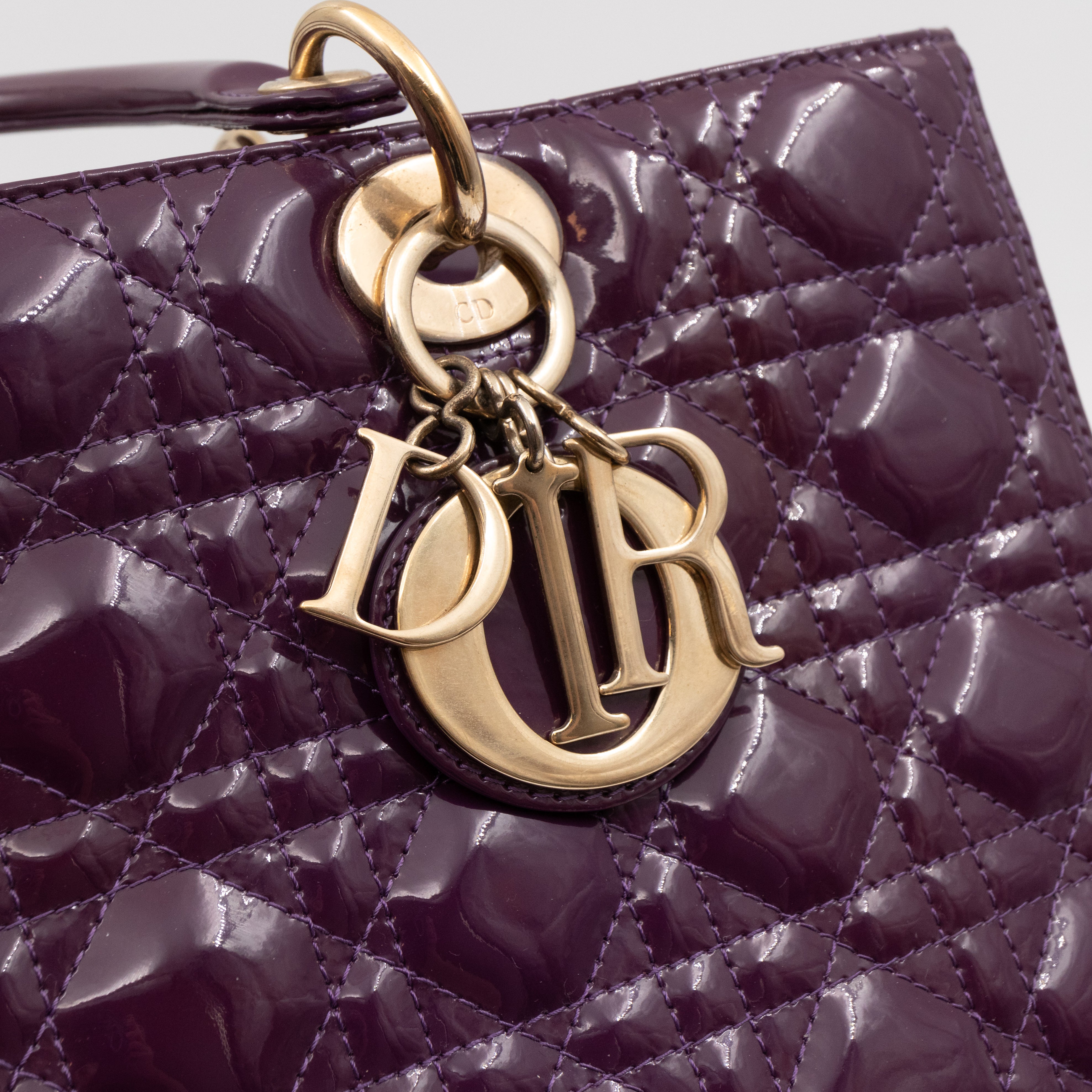 Lady Dior Large Purple Patent Leather