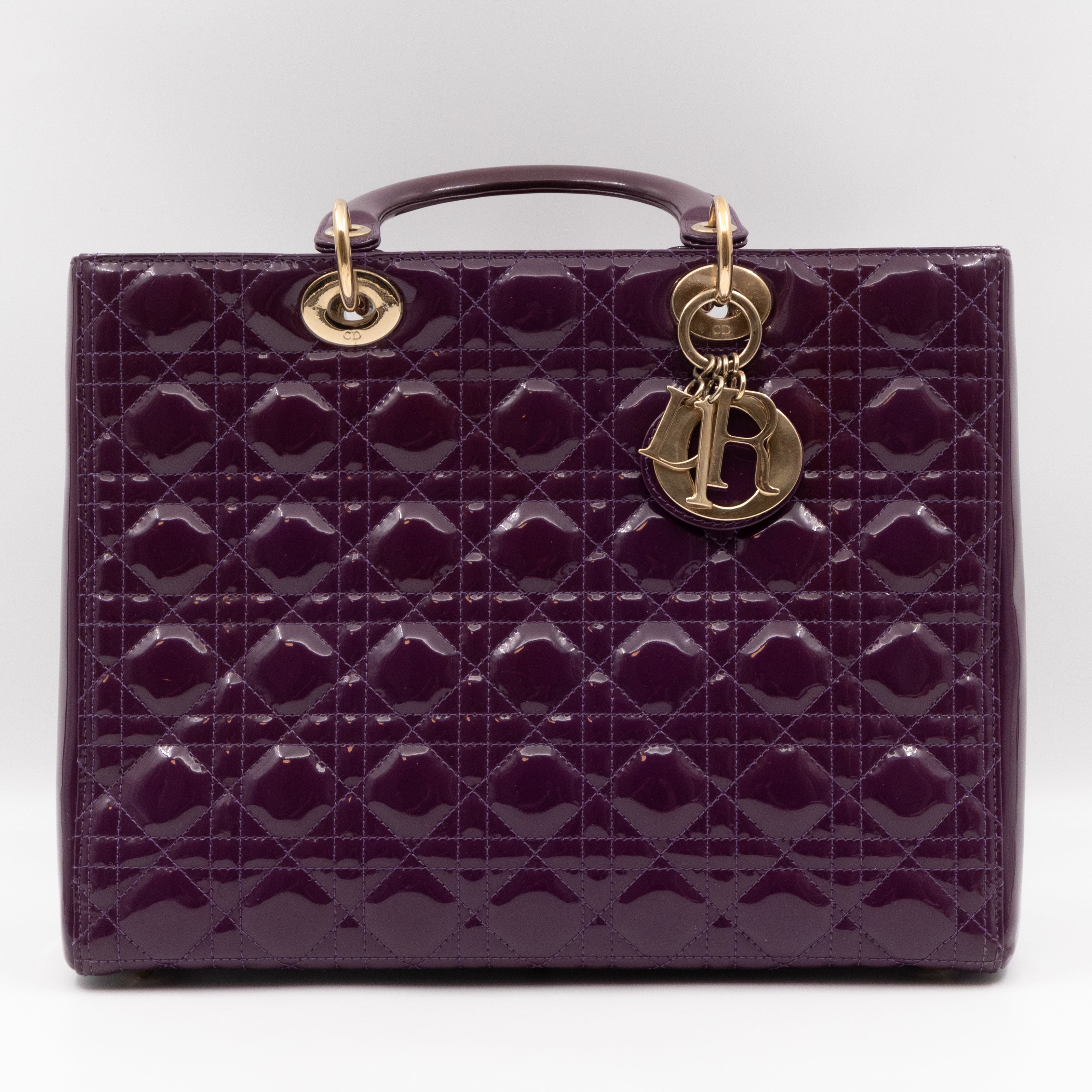 Lady Dior Large Purple Patent Leather