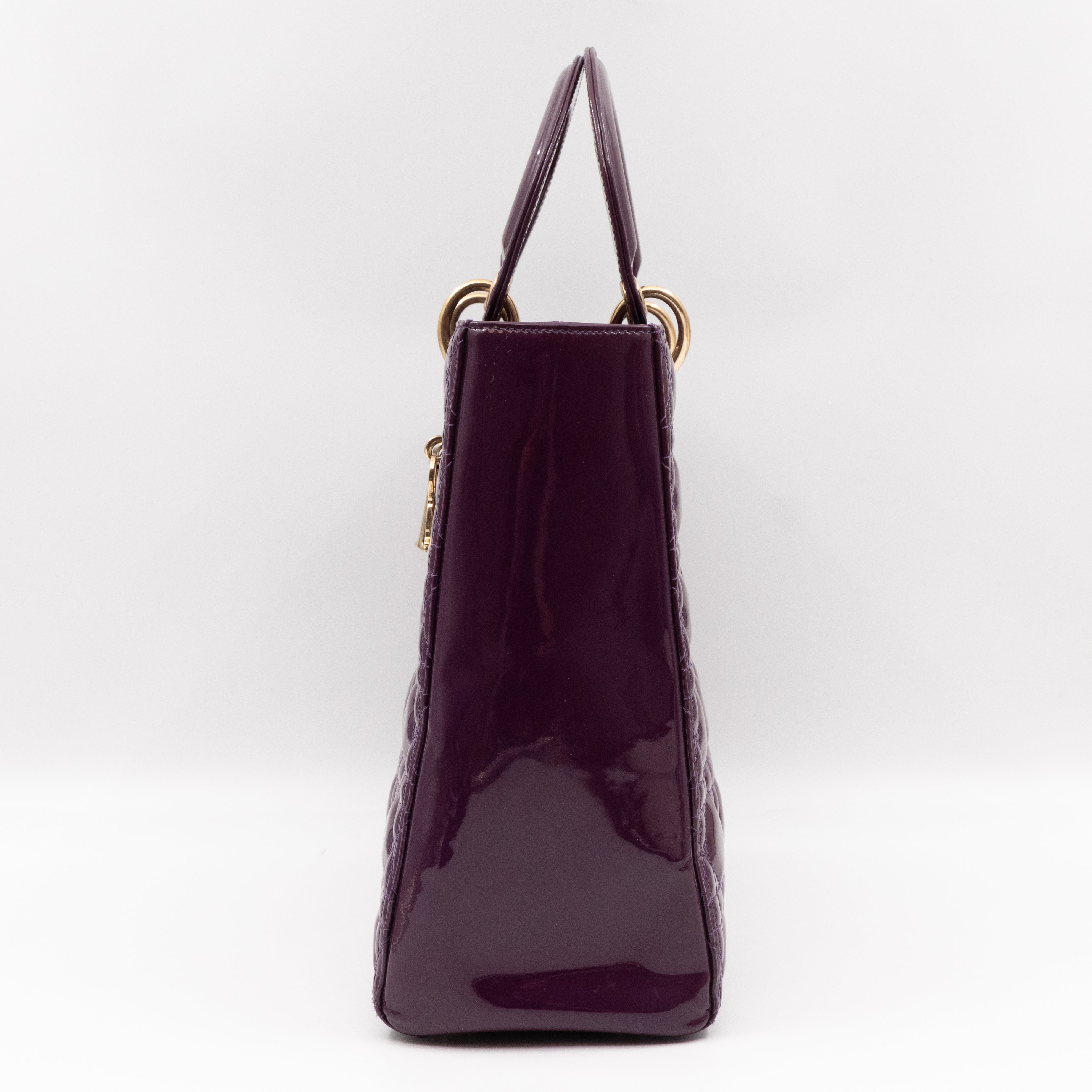 Lady Dior Large Purple Patent Leather