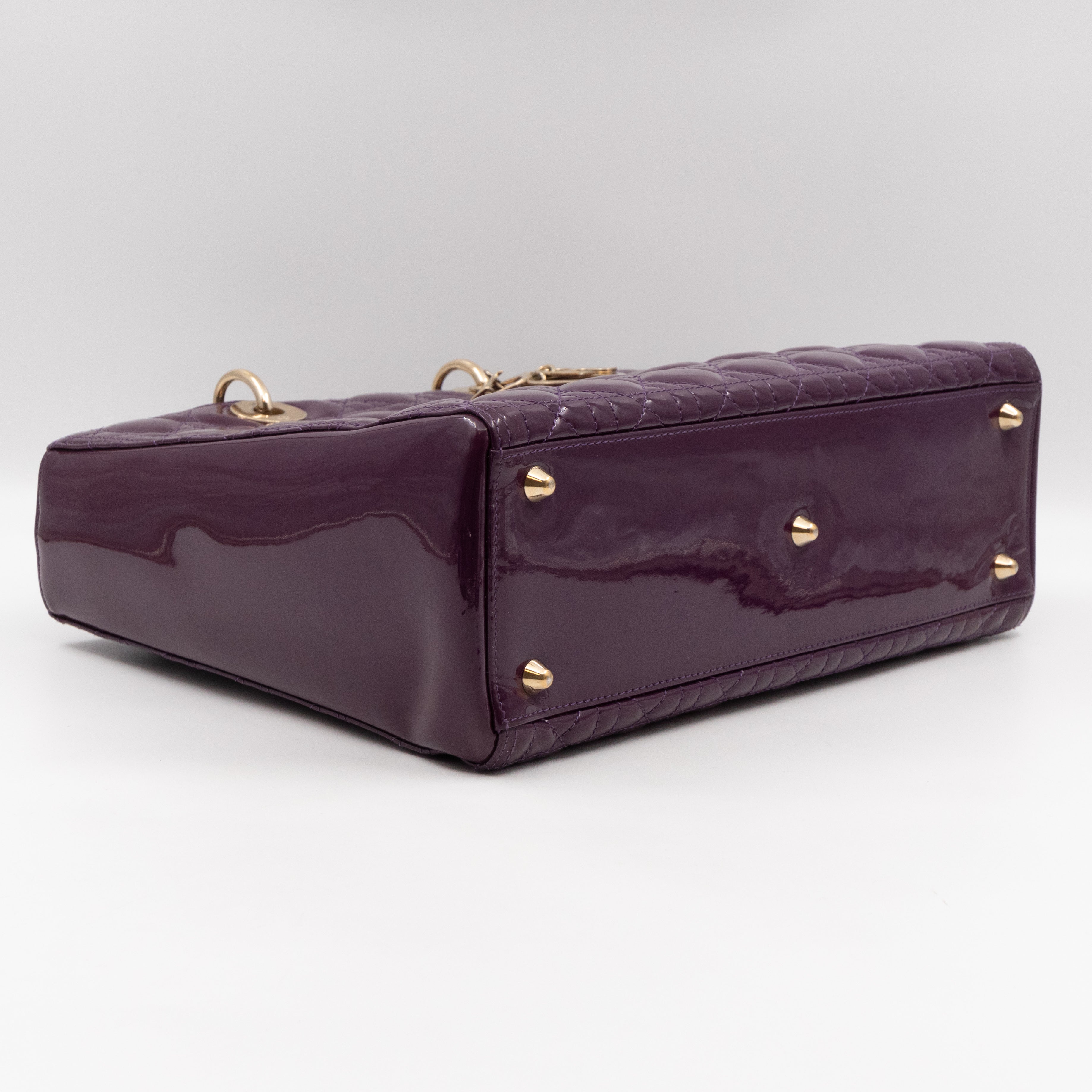 Lady Dior Large Purple Patent Leather