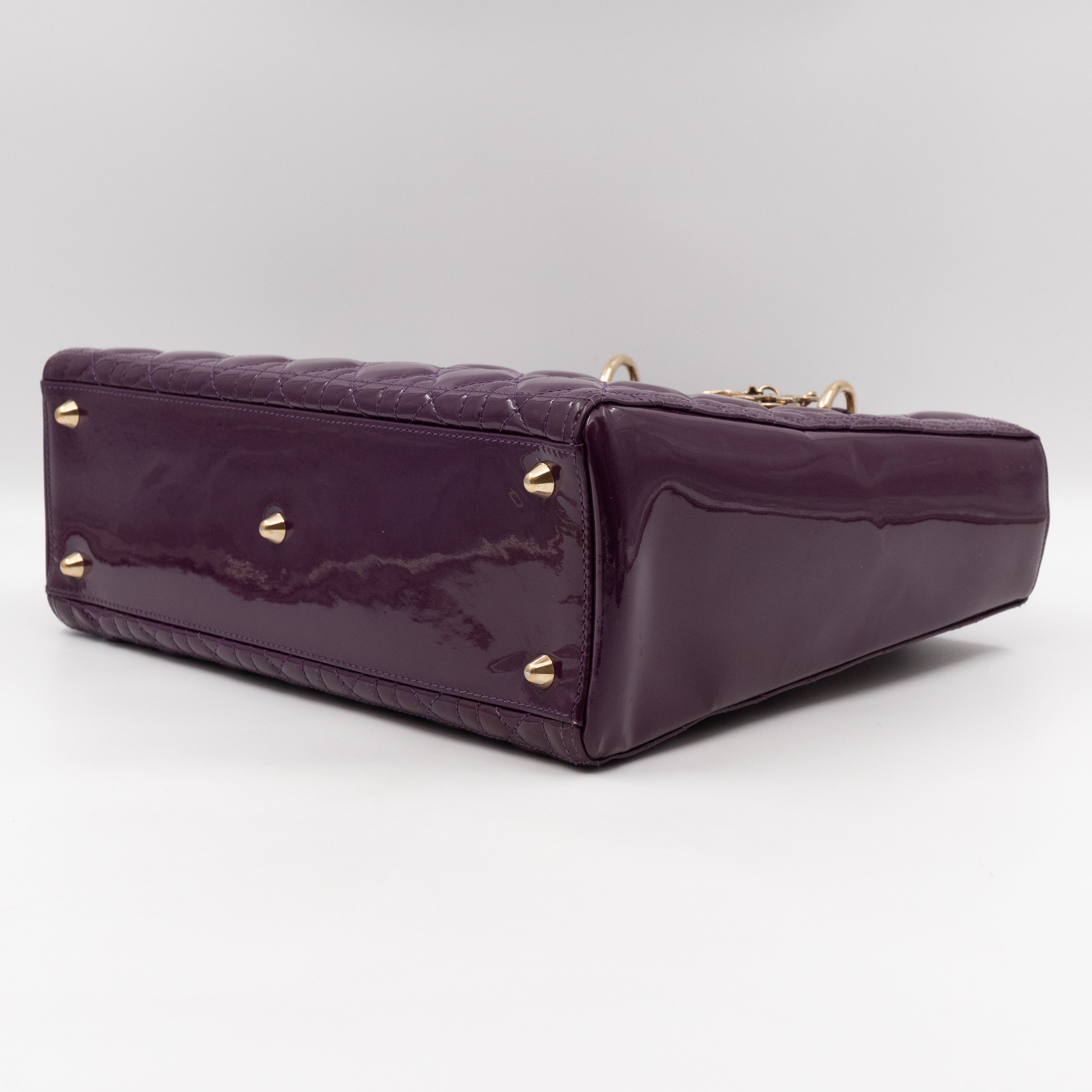 Lady Dior Large Purple Patent Leather