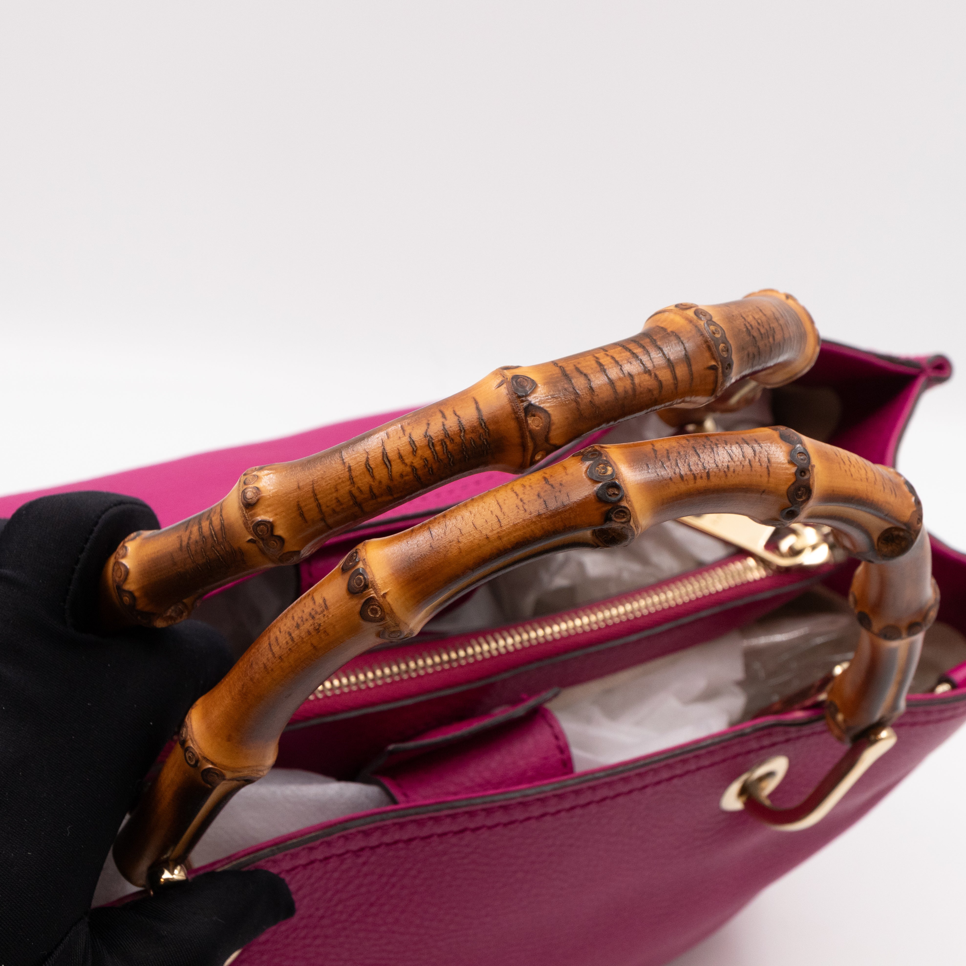 Bamboo Shopper Tote Pink Leather