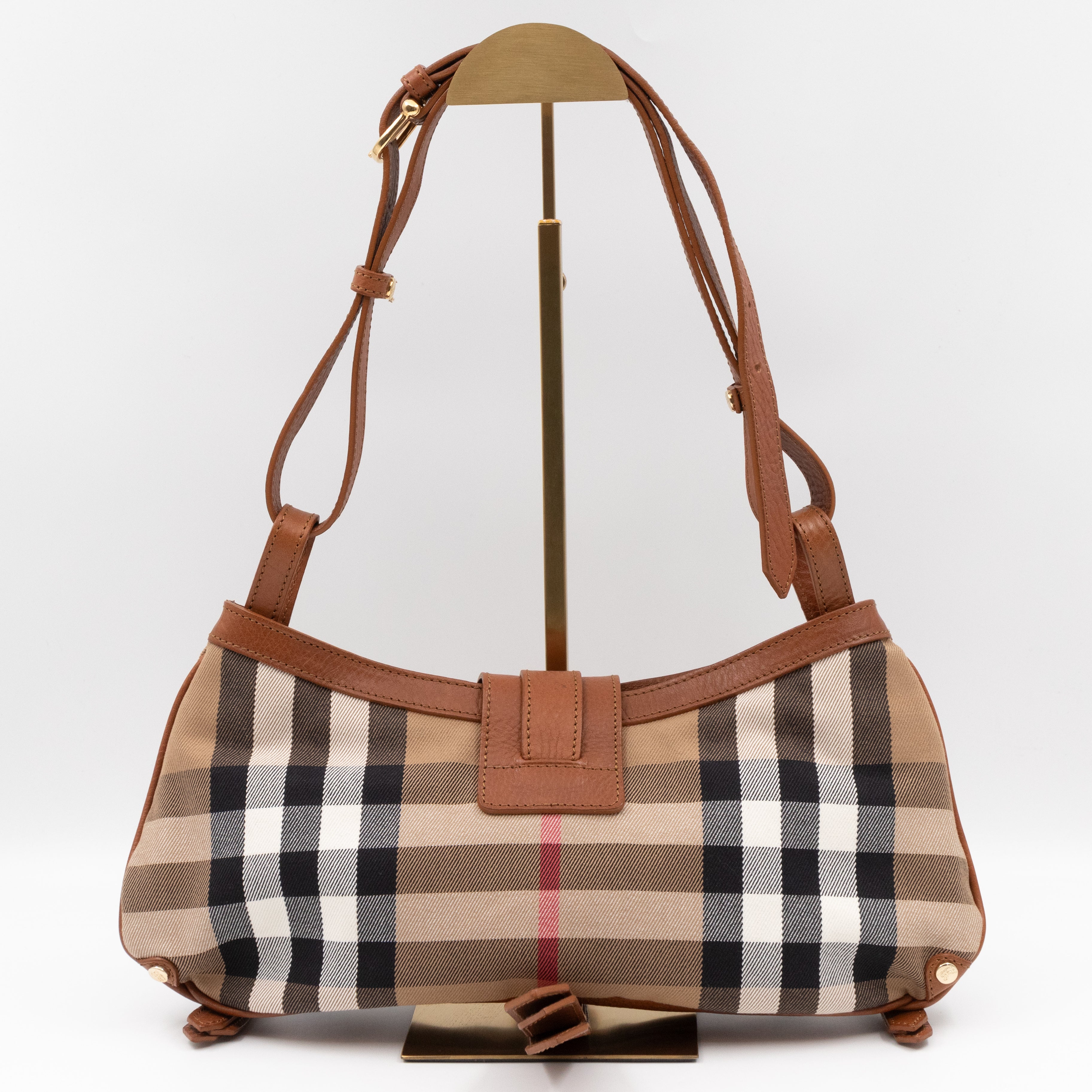 Prorsum House Check Shoulder Bag Tan Leather