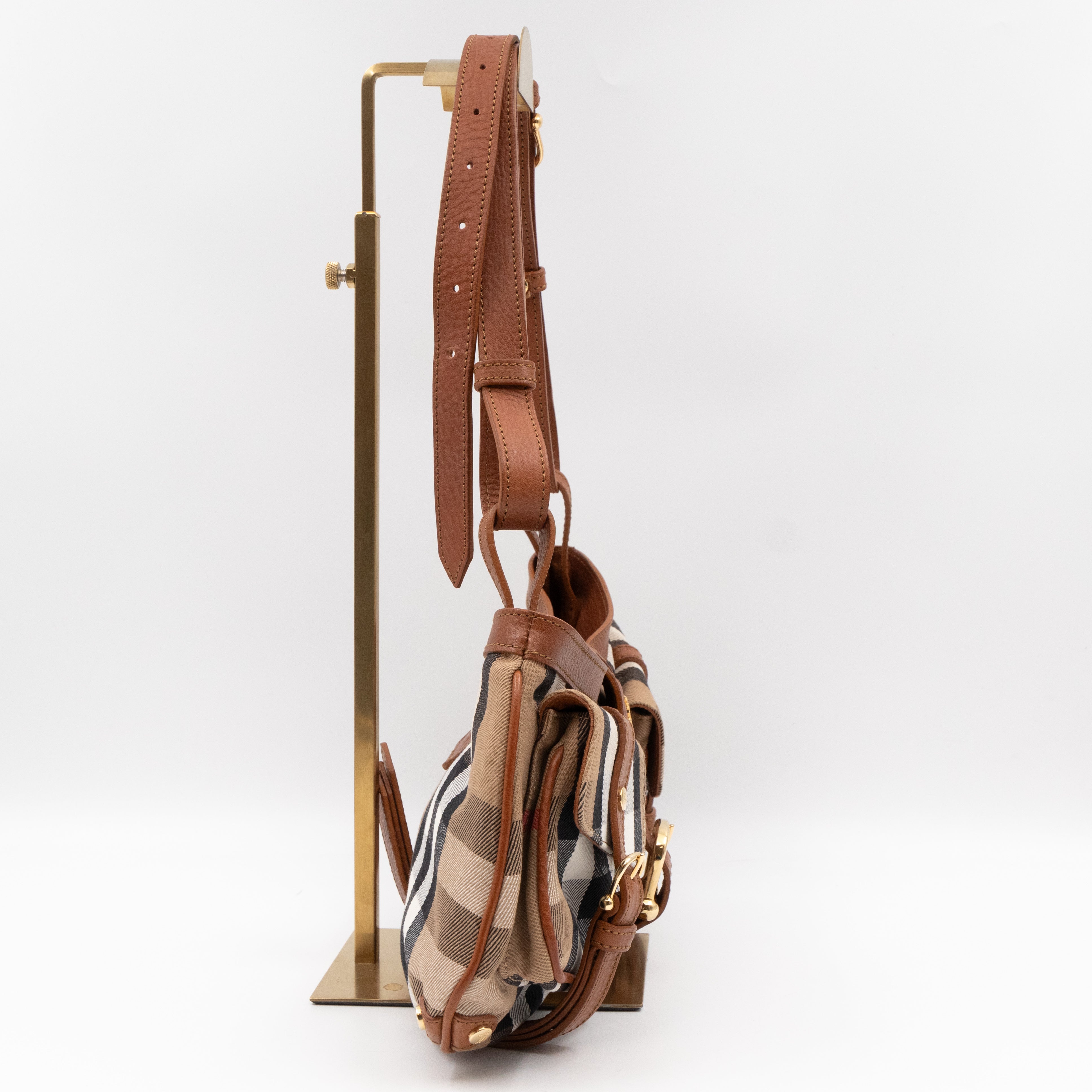 Prorsum House Check Shoulder Bag Tan Leather