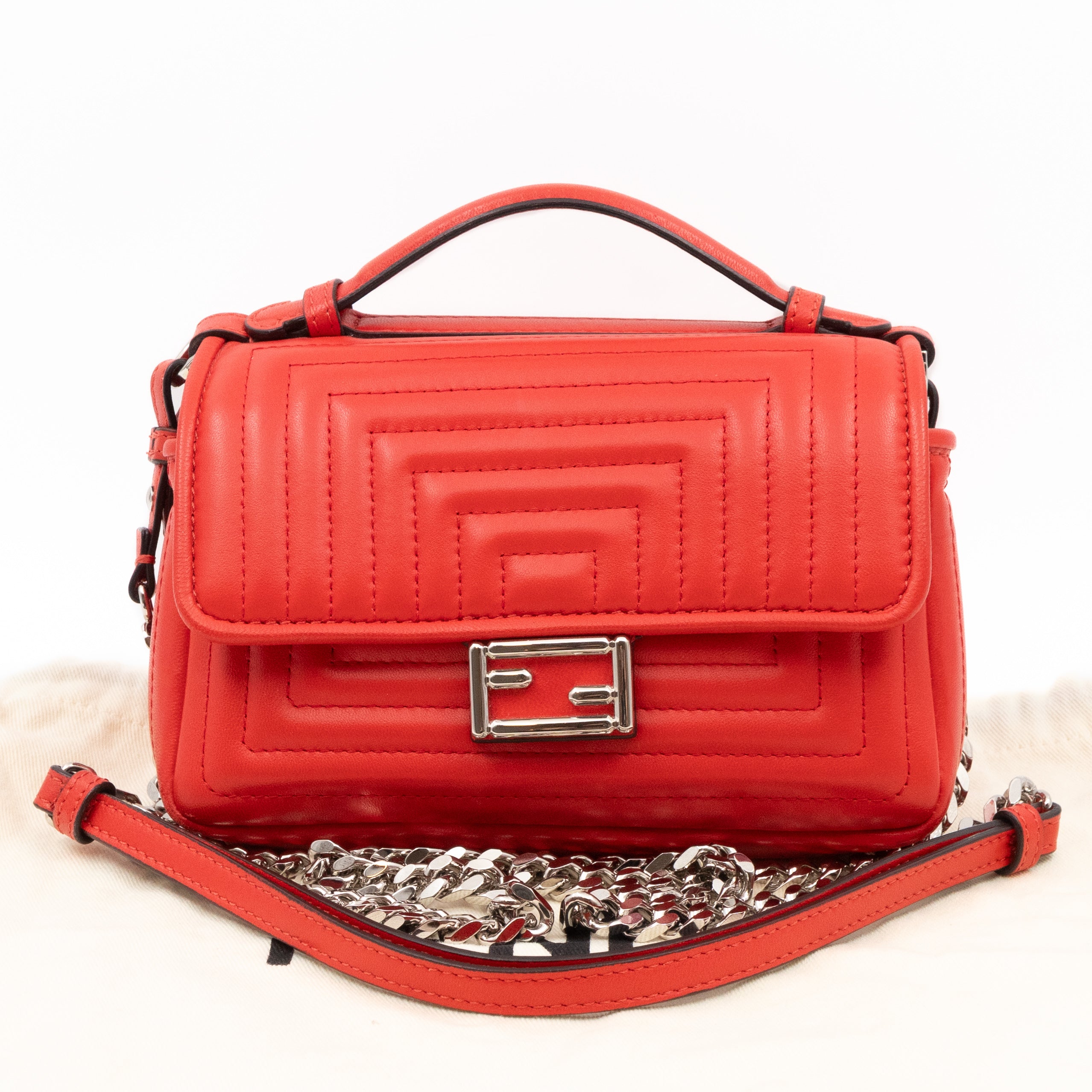 Double Micro Baguette Poppy Red Leather