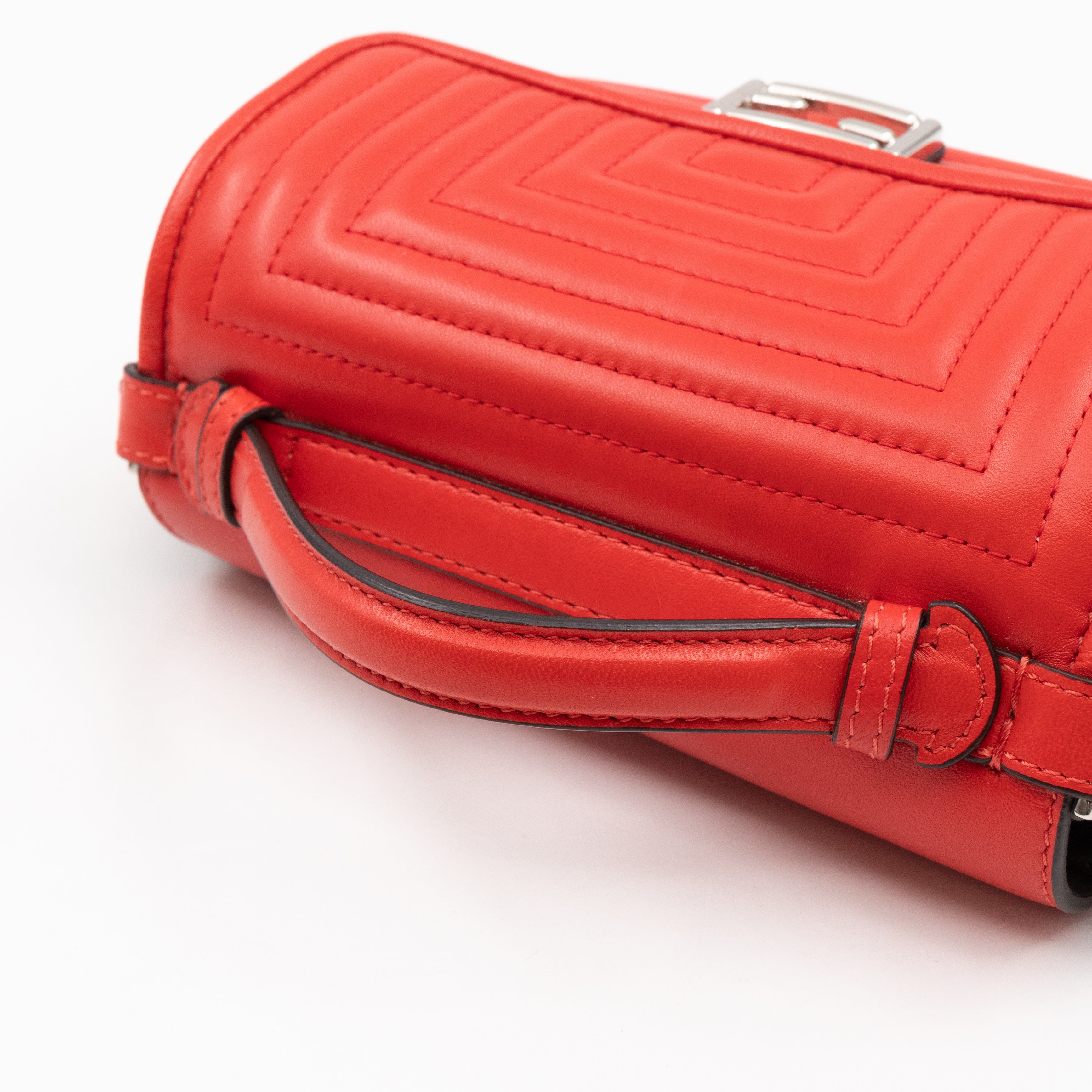 Double Micro Baguette Poppy Red Leather