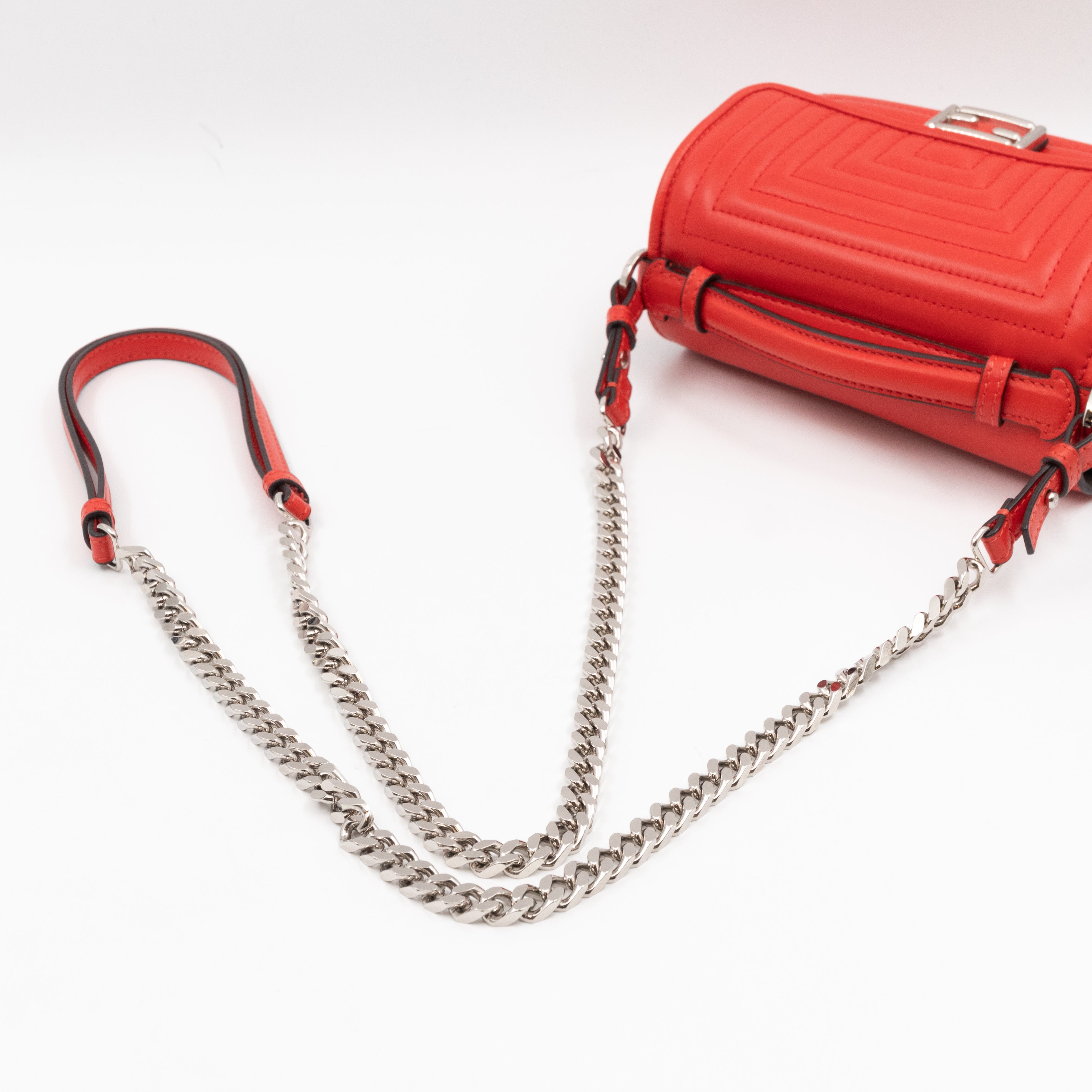 Double Micro Baguette Poppy Red Leather