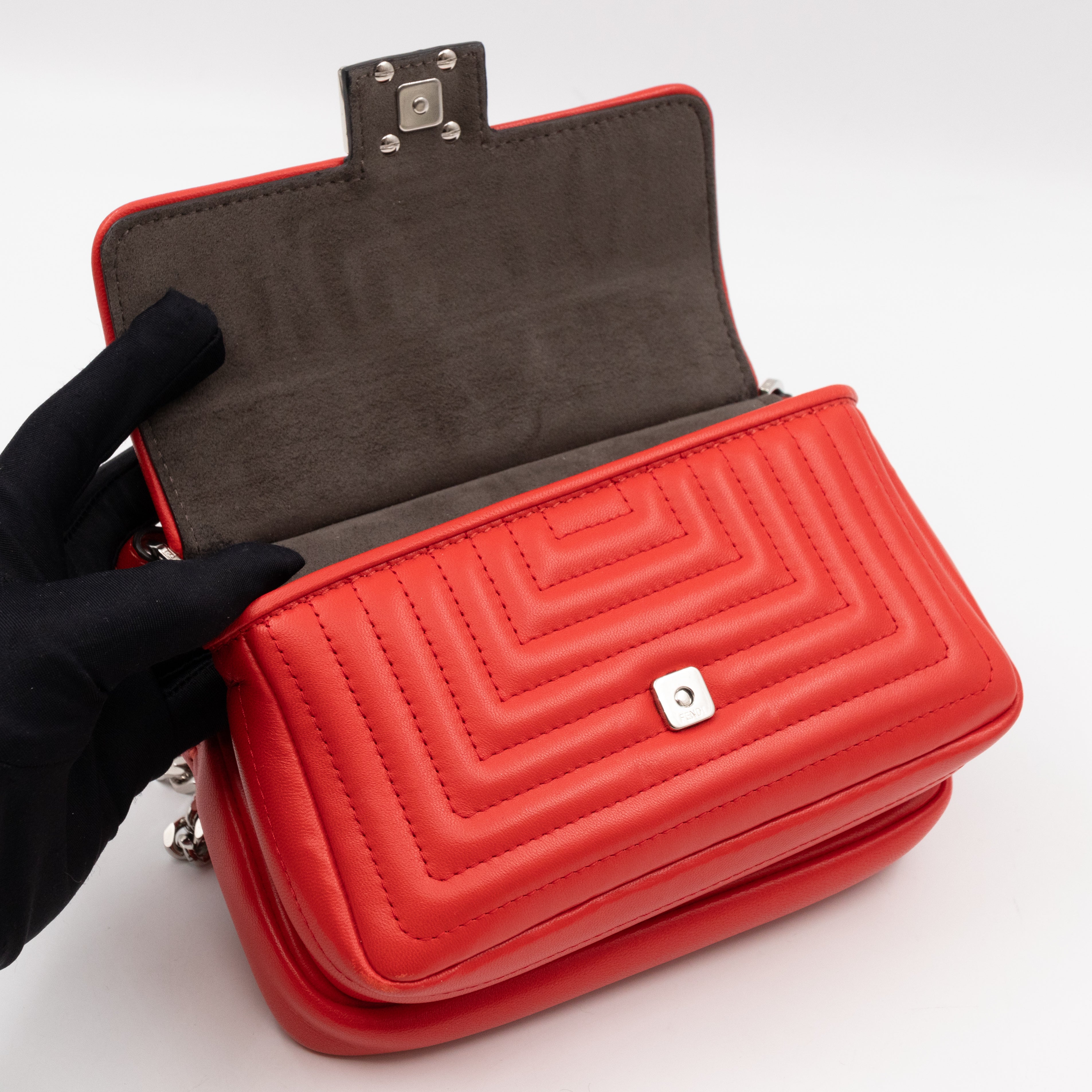 Double Micro Baguette Poppy Red Leather