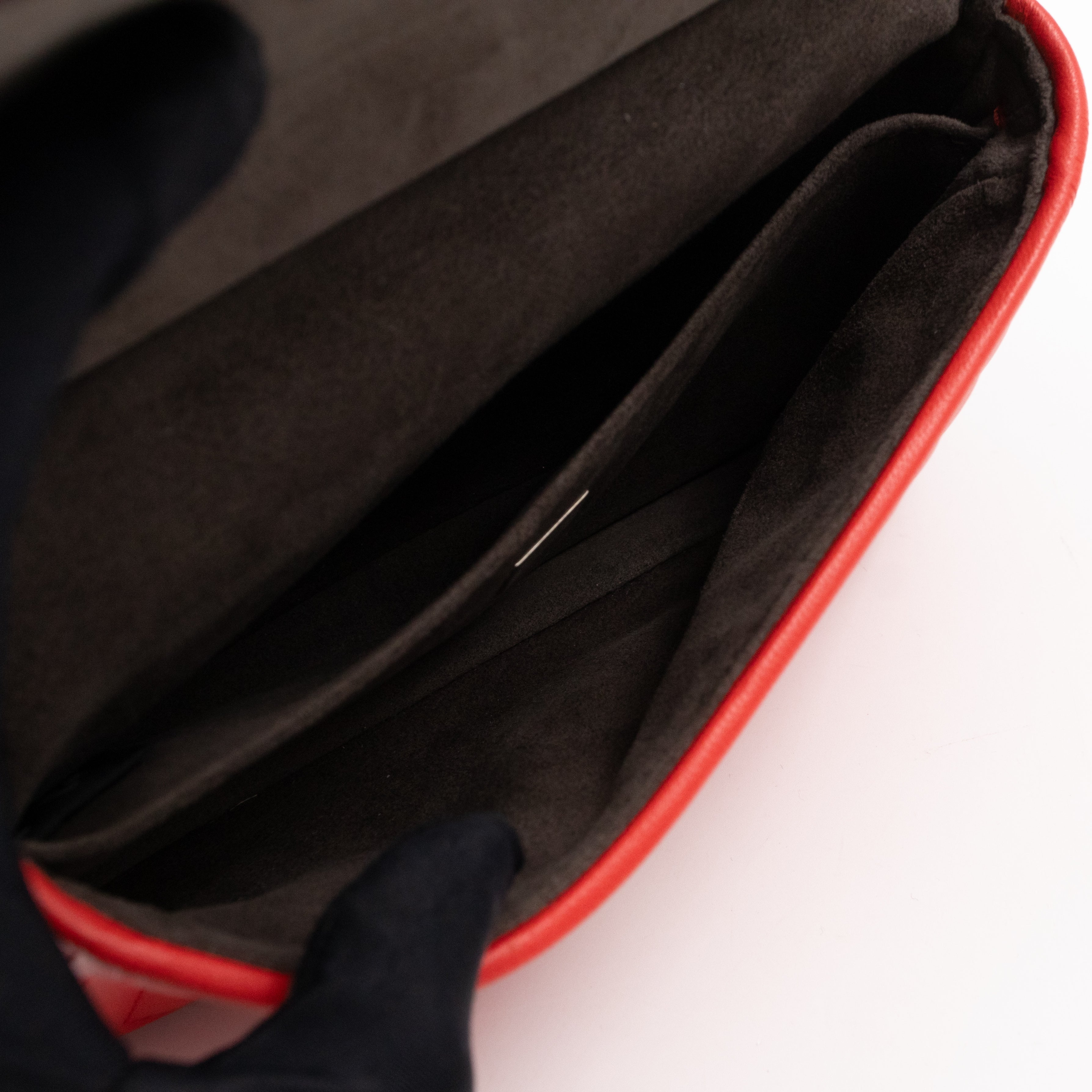 Double Micro Baguette Poppy Red Leather