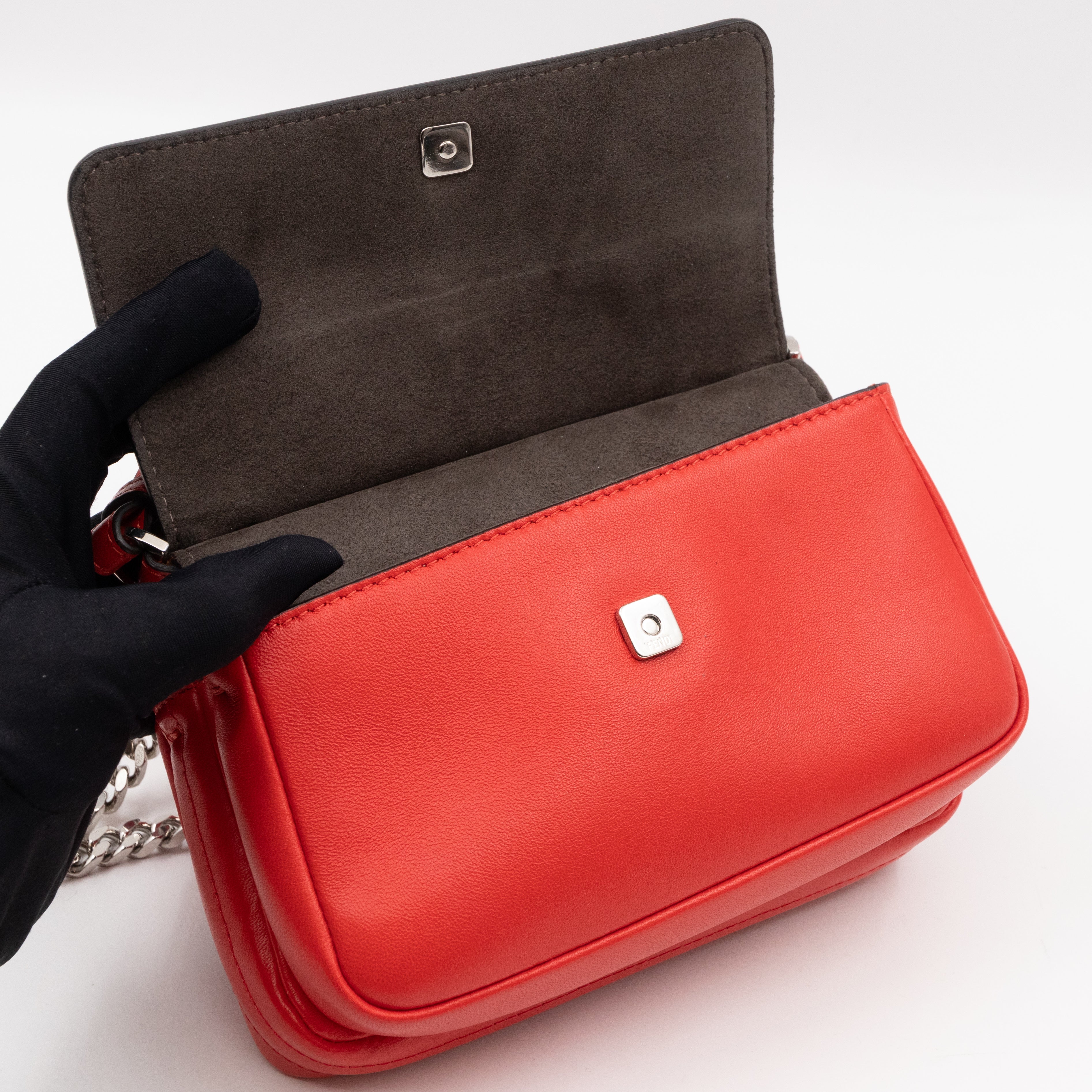 Double Micro Baguette Poppy Red Leather