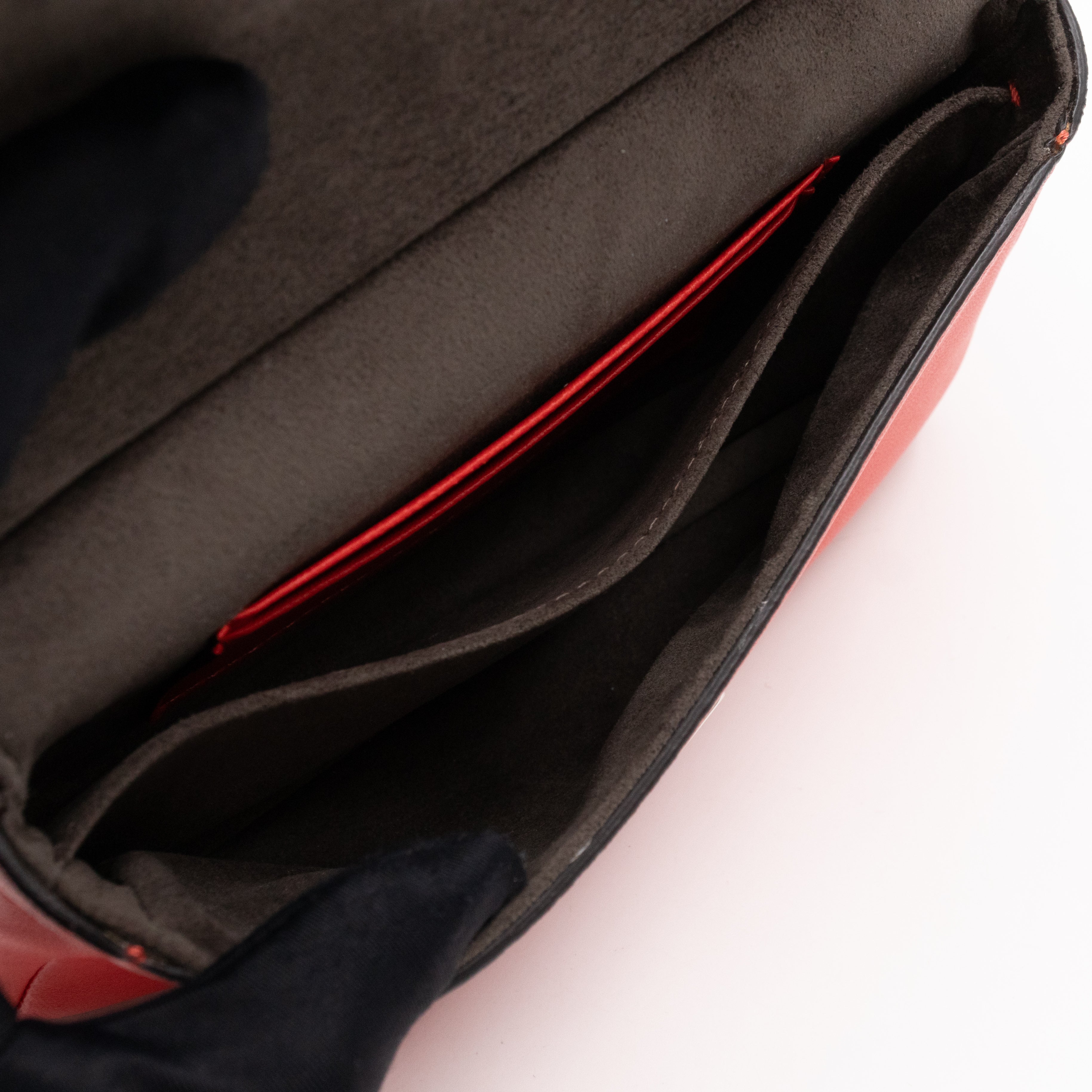 Double Micro Baguette Poppy Red Leather