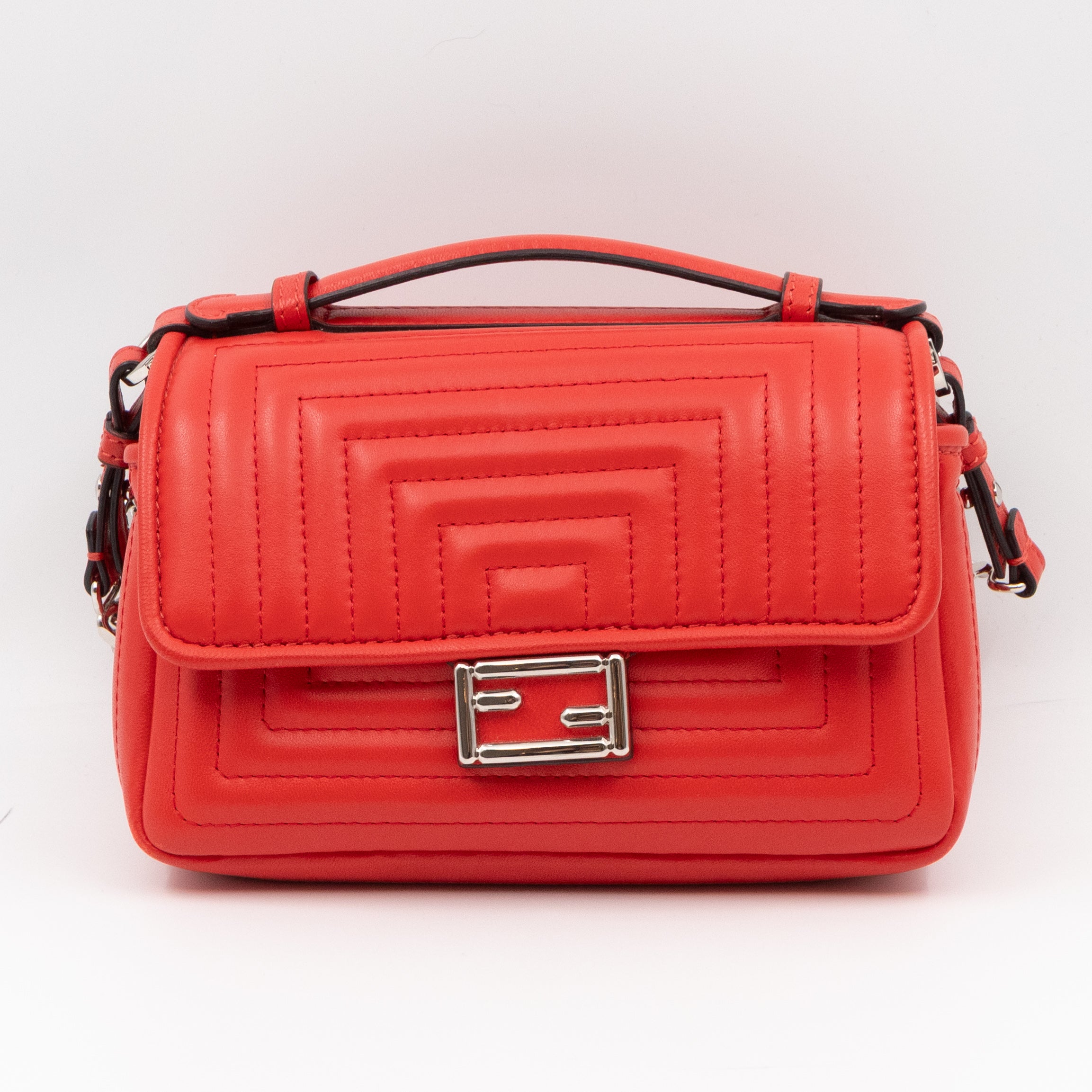 Double Micro Baguette Poppy Red Leather