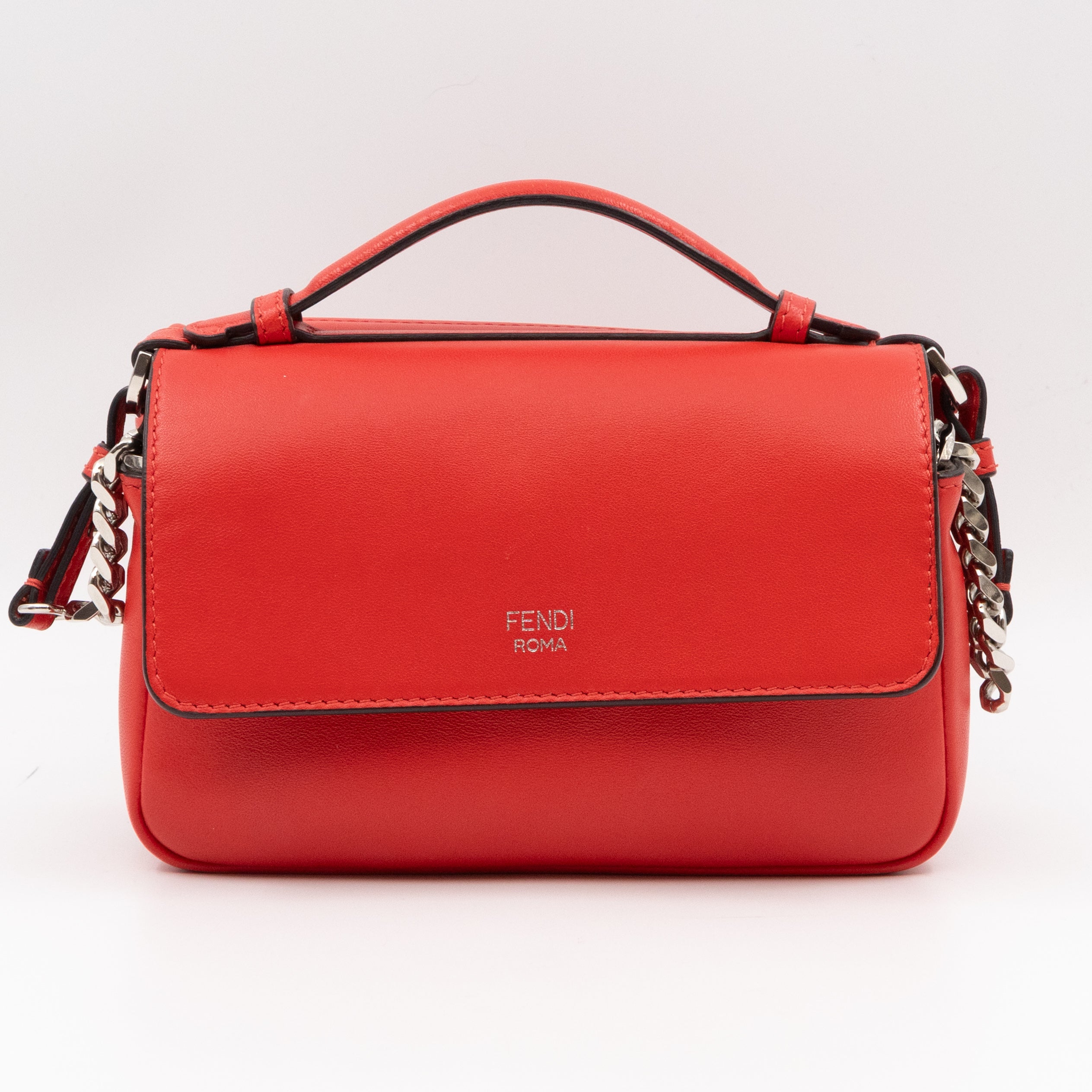 Double Micro Baguette Poppy Red Leather