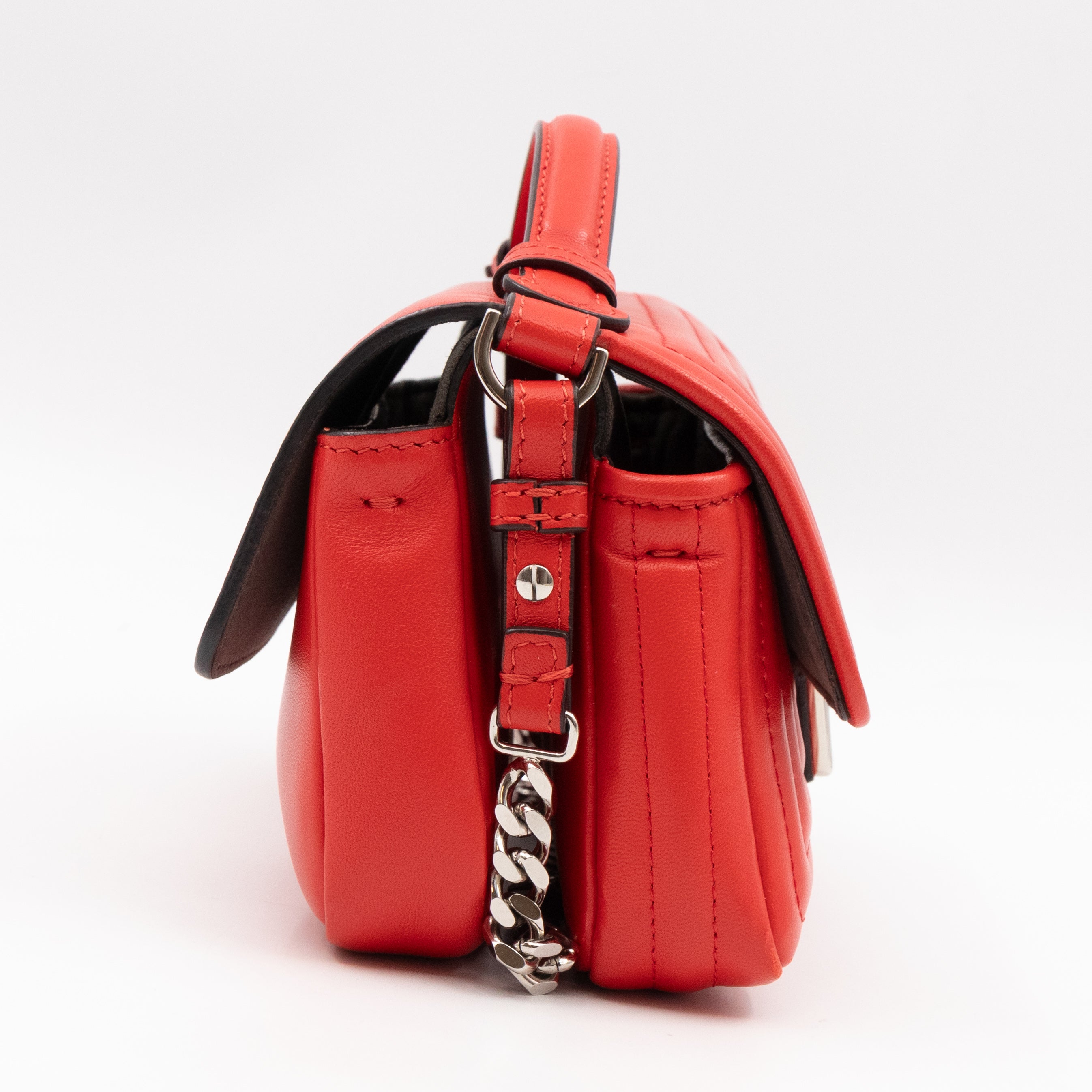 Double Micro Baguette Poppy Red Leather