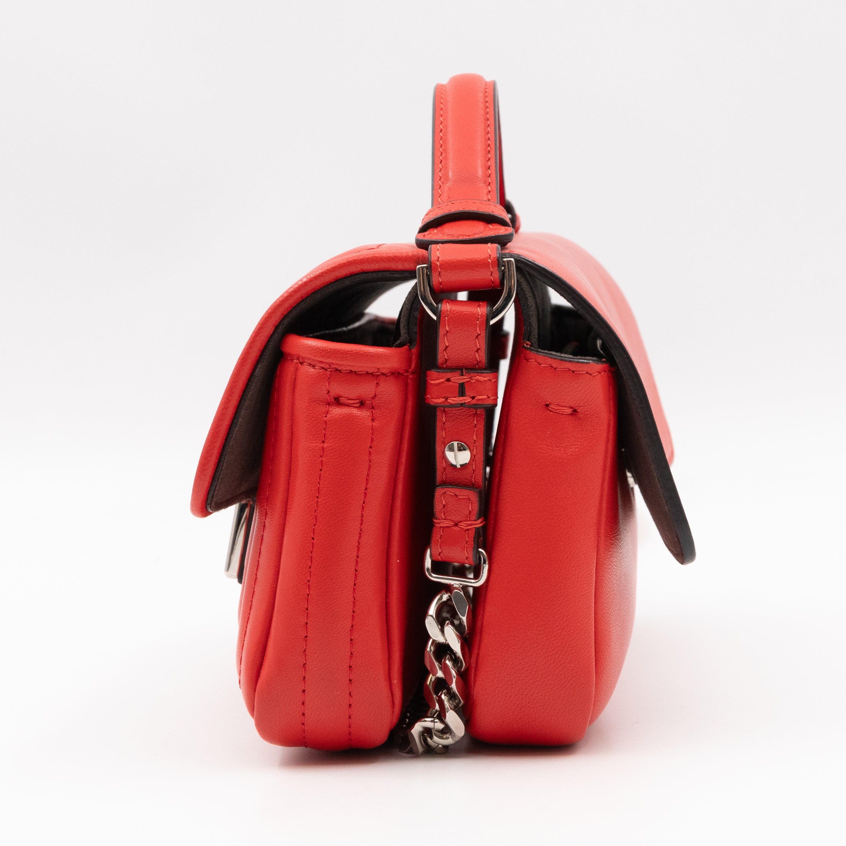 Double Micro Baguette Poppy Red Leather