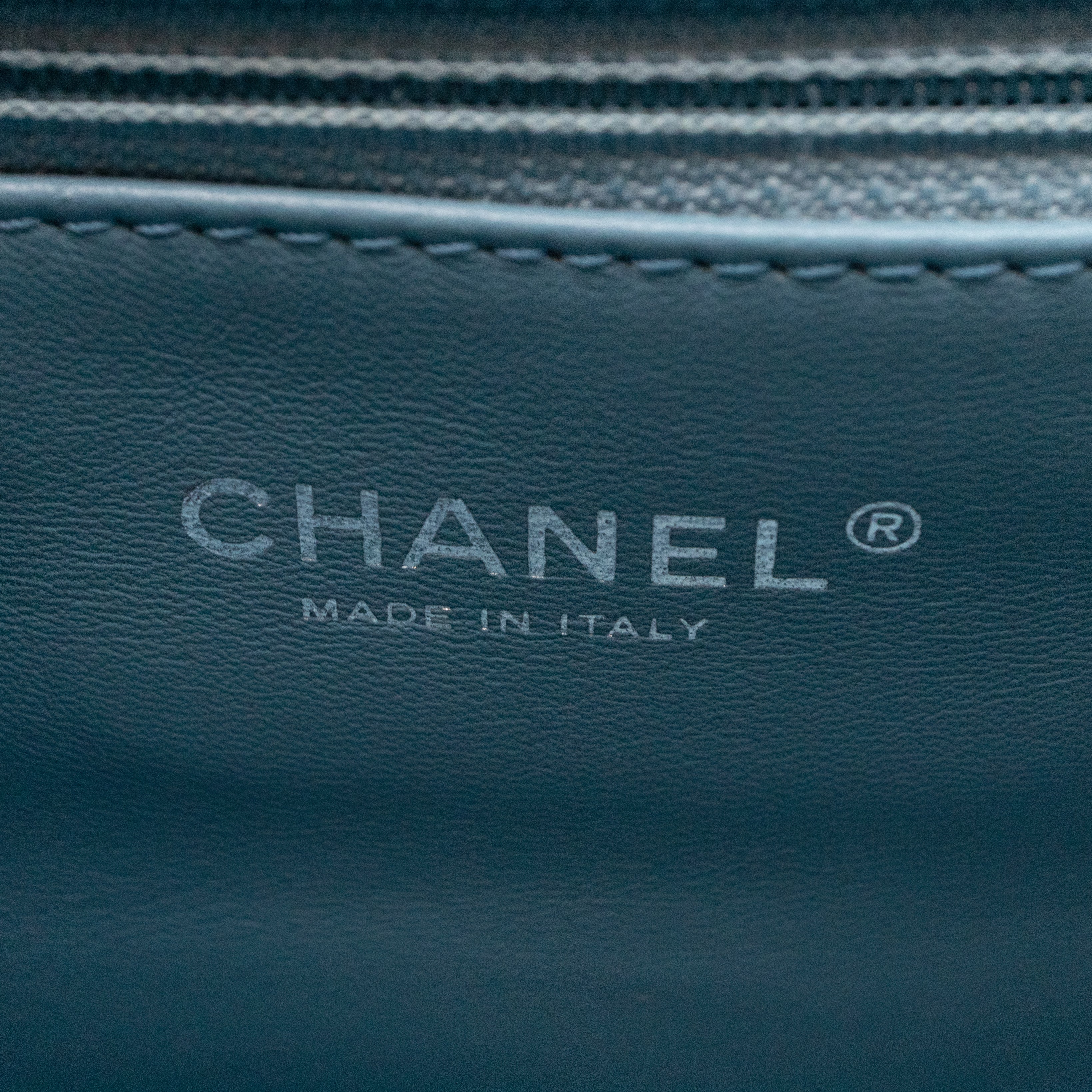 Large Sequin Waterfall Flap Light Blue Leather