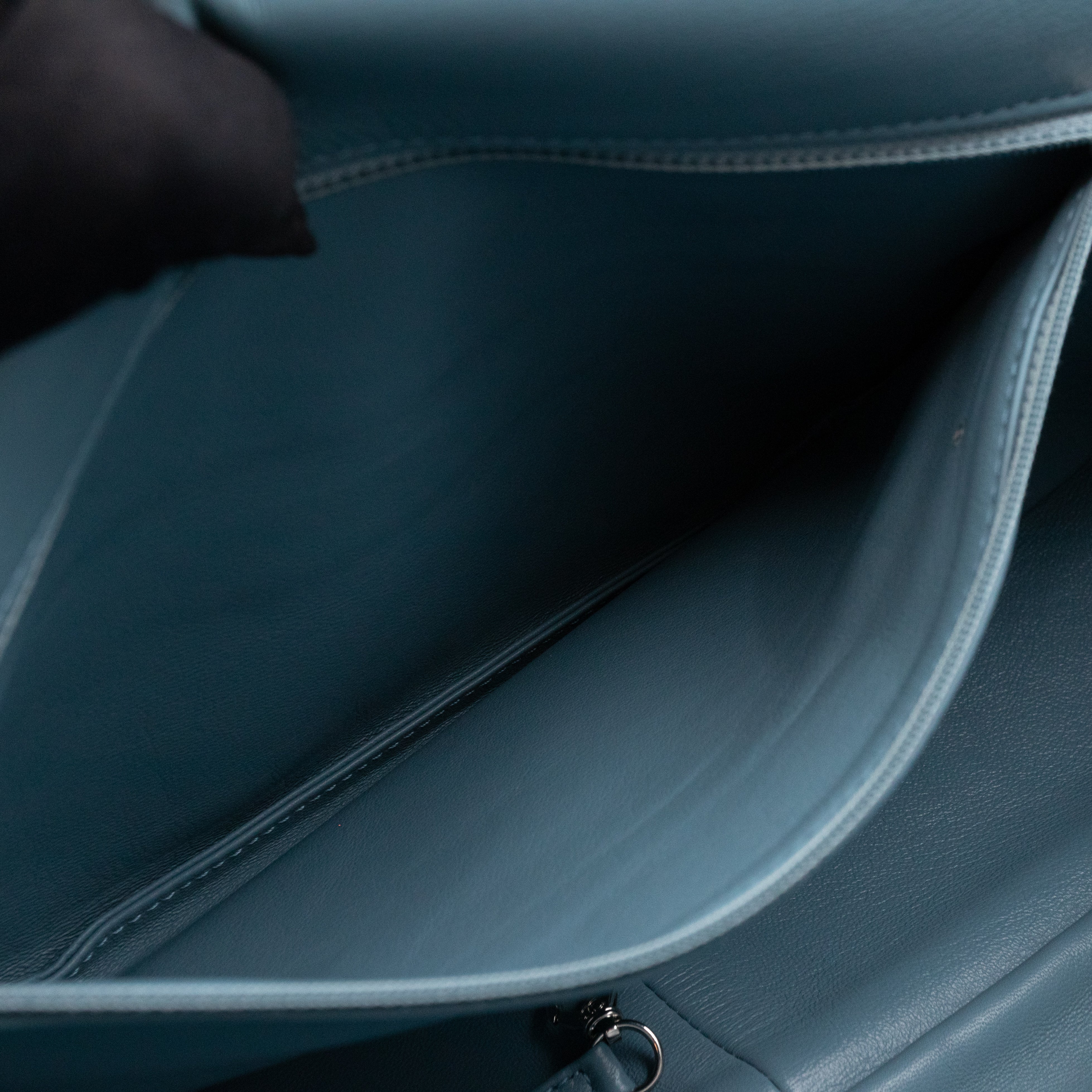 Large Sequin Waterfall Flap Light Blue Leather