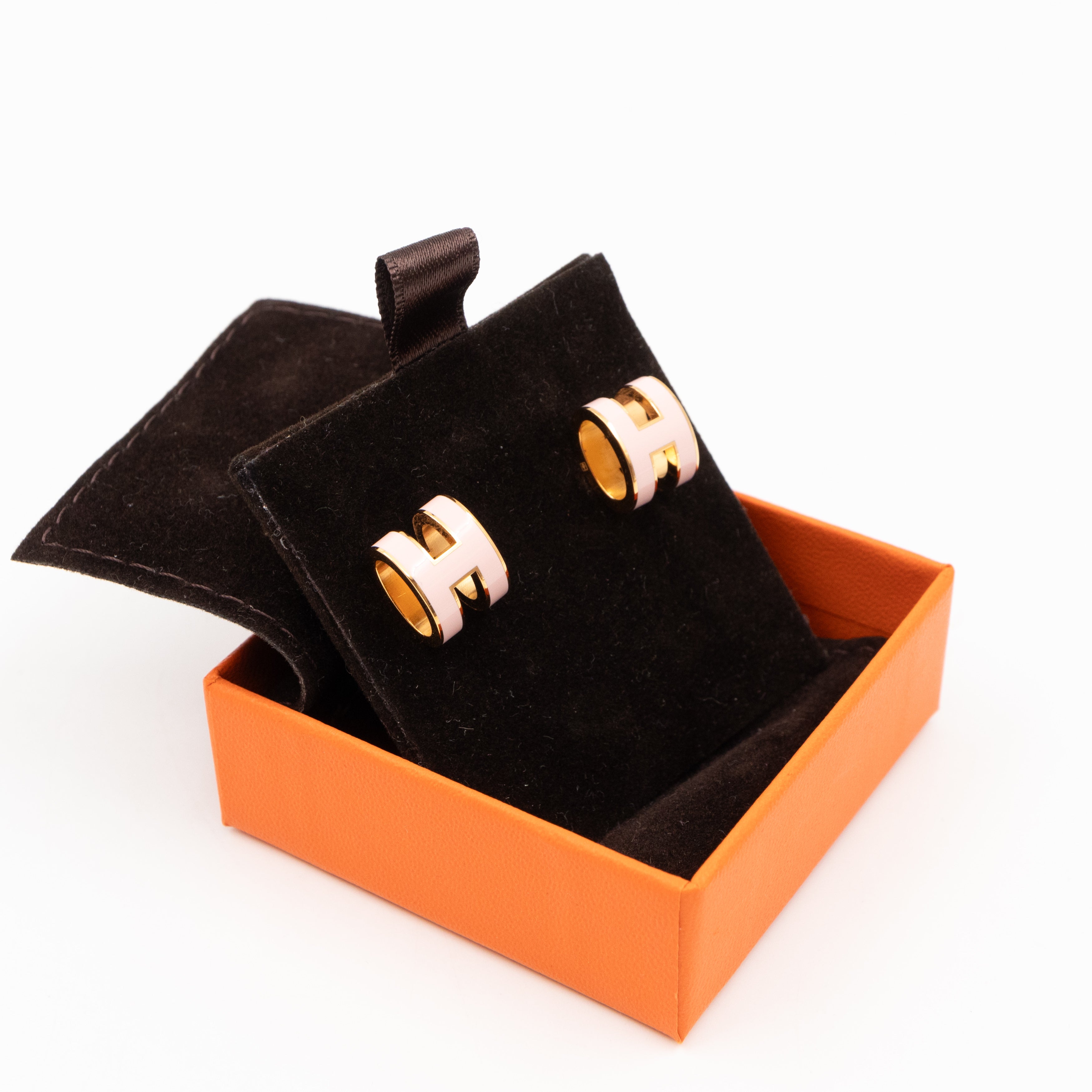 Pop H Earrings Pink Dragee & Gold