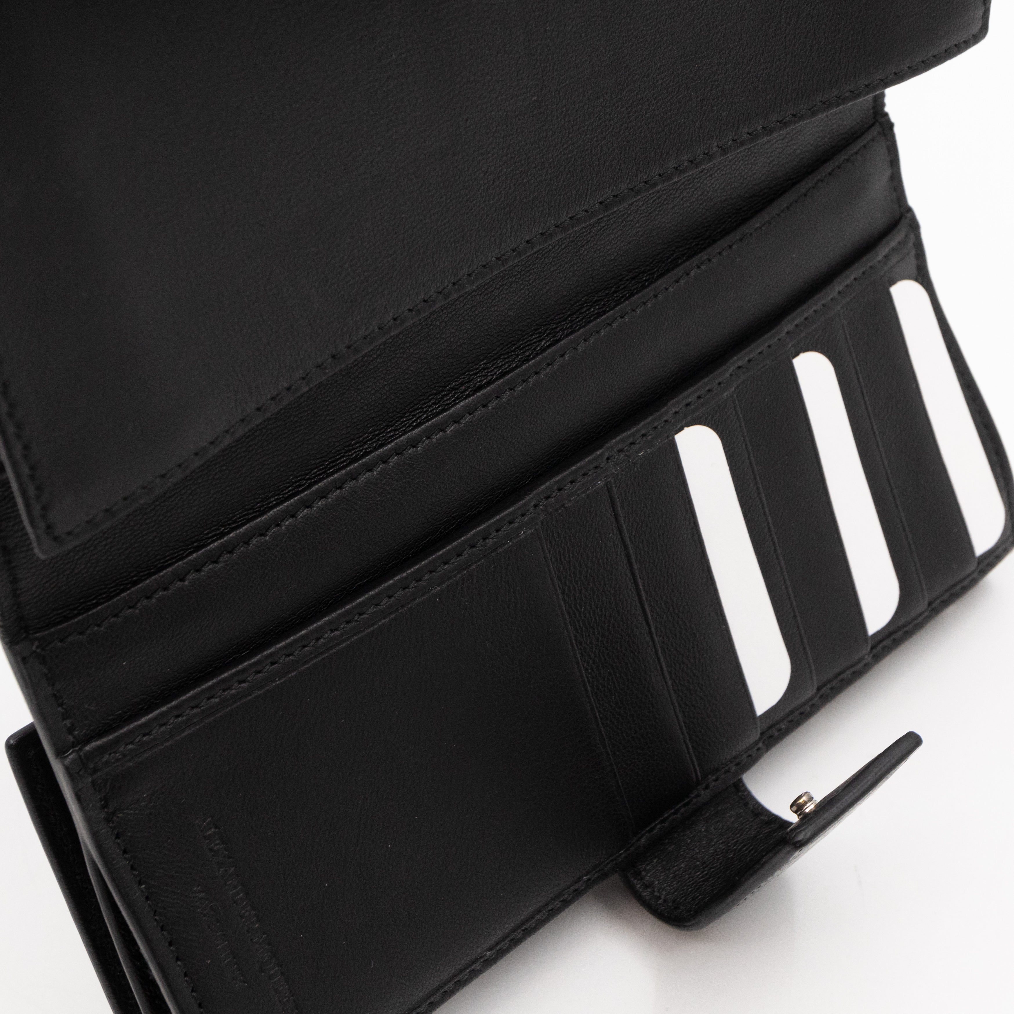Studded Skull Continental Wallet Black Leather