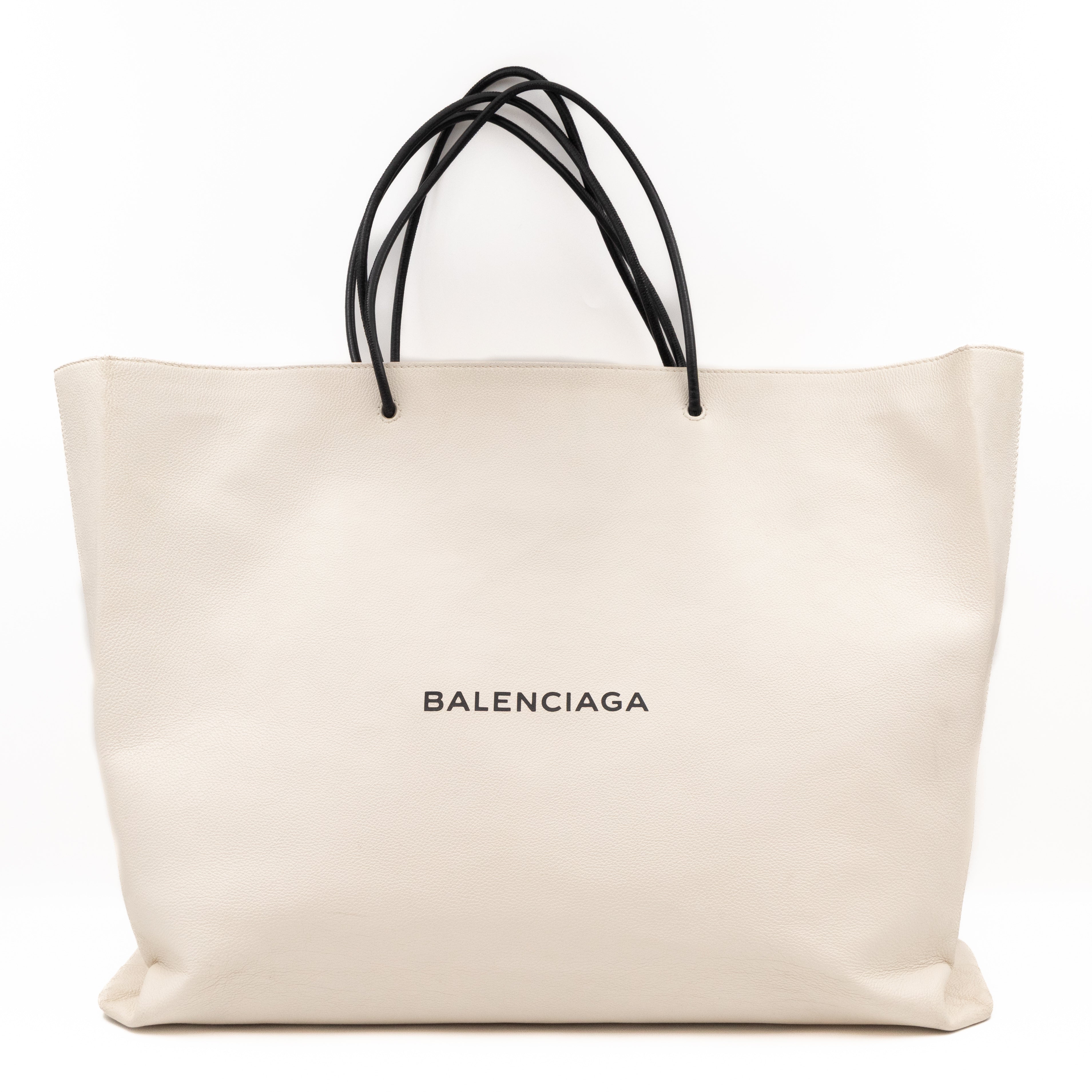 East West Shopper Bag White Leather