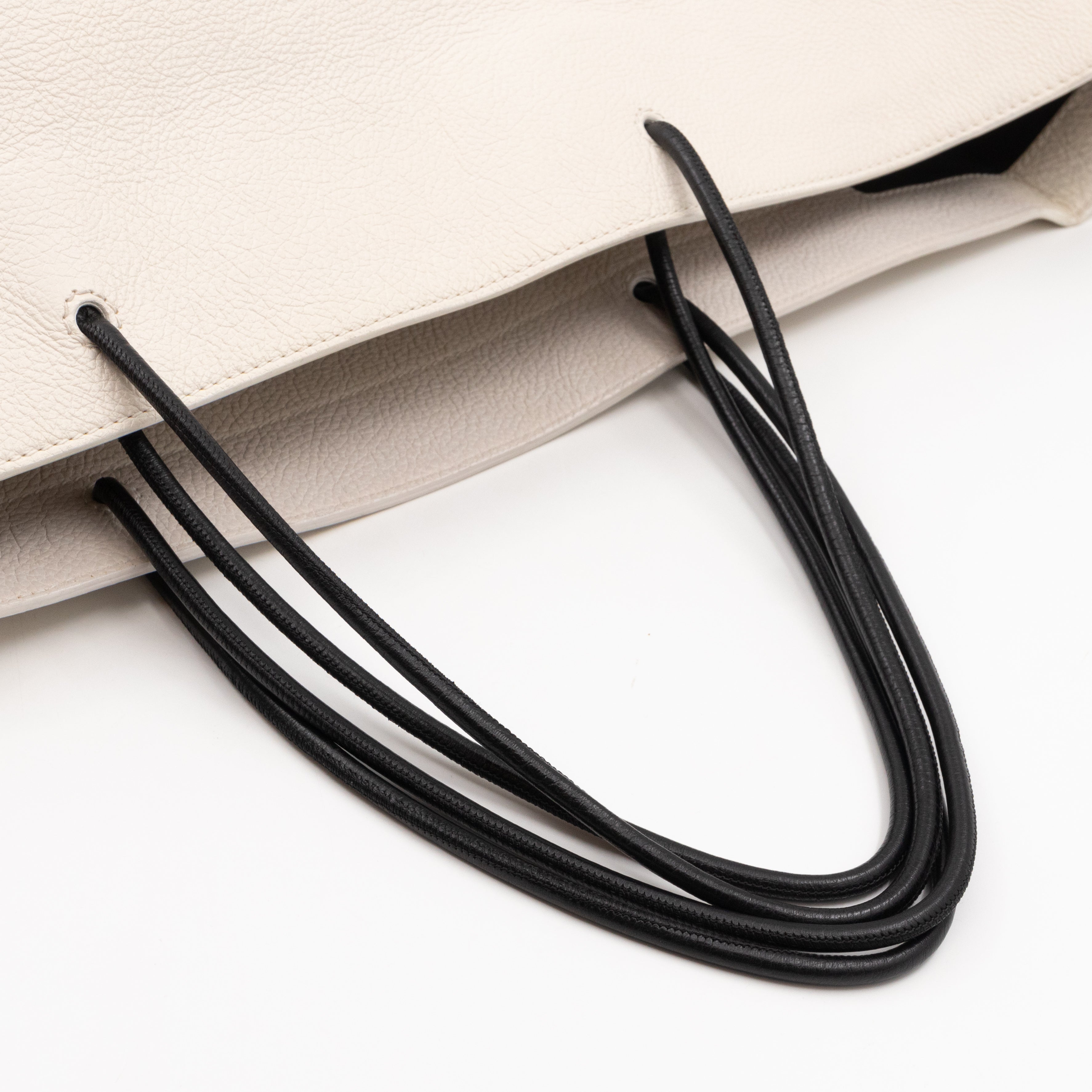 East West Shopper Bag White Leather