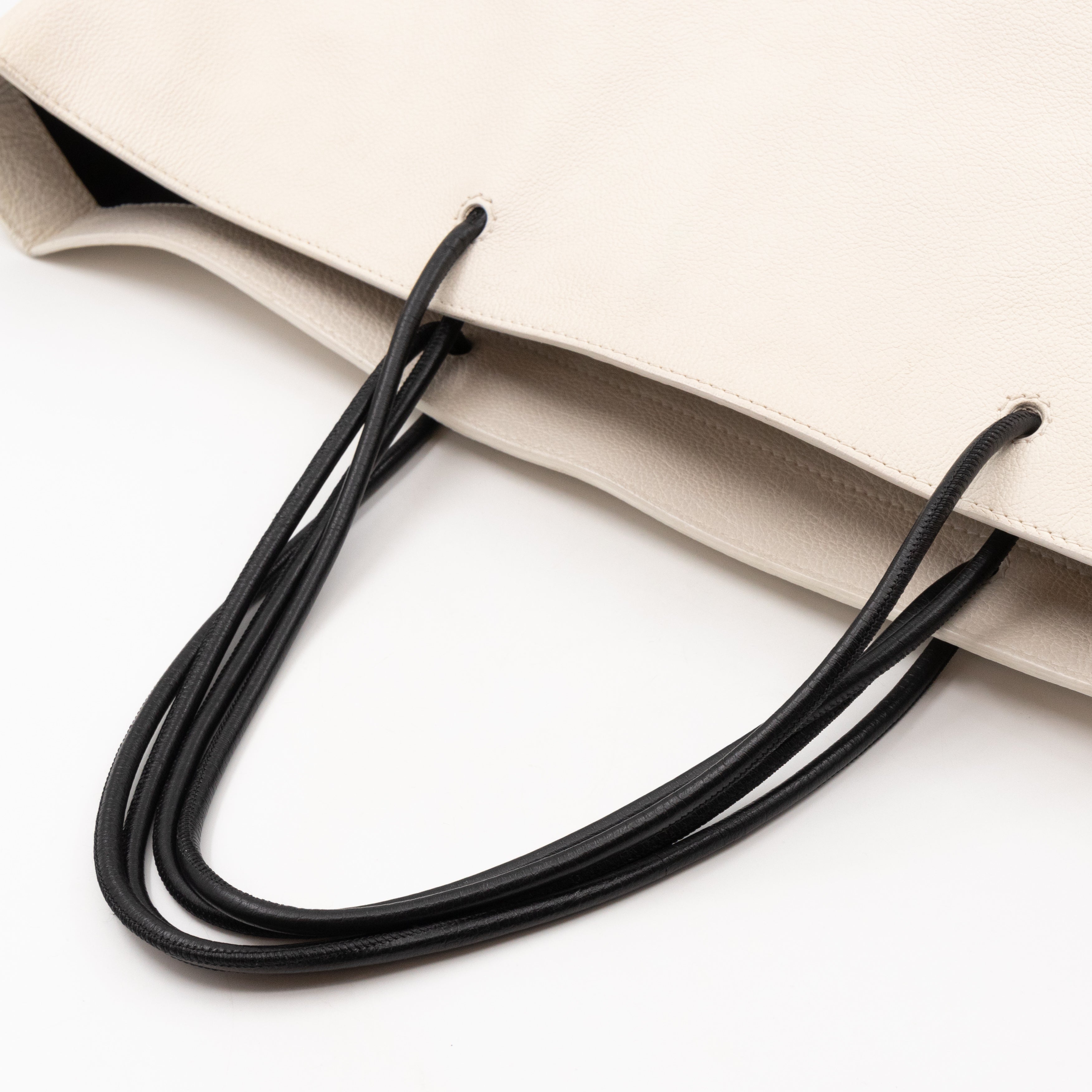 East West Shopper Bag White Leather