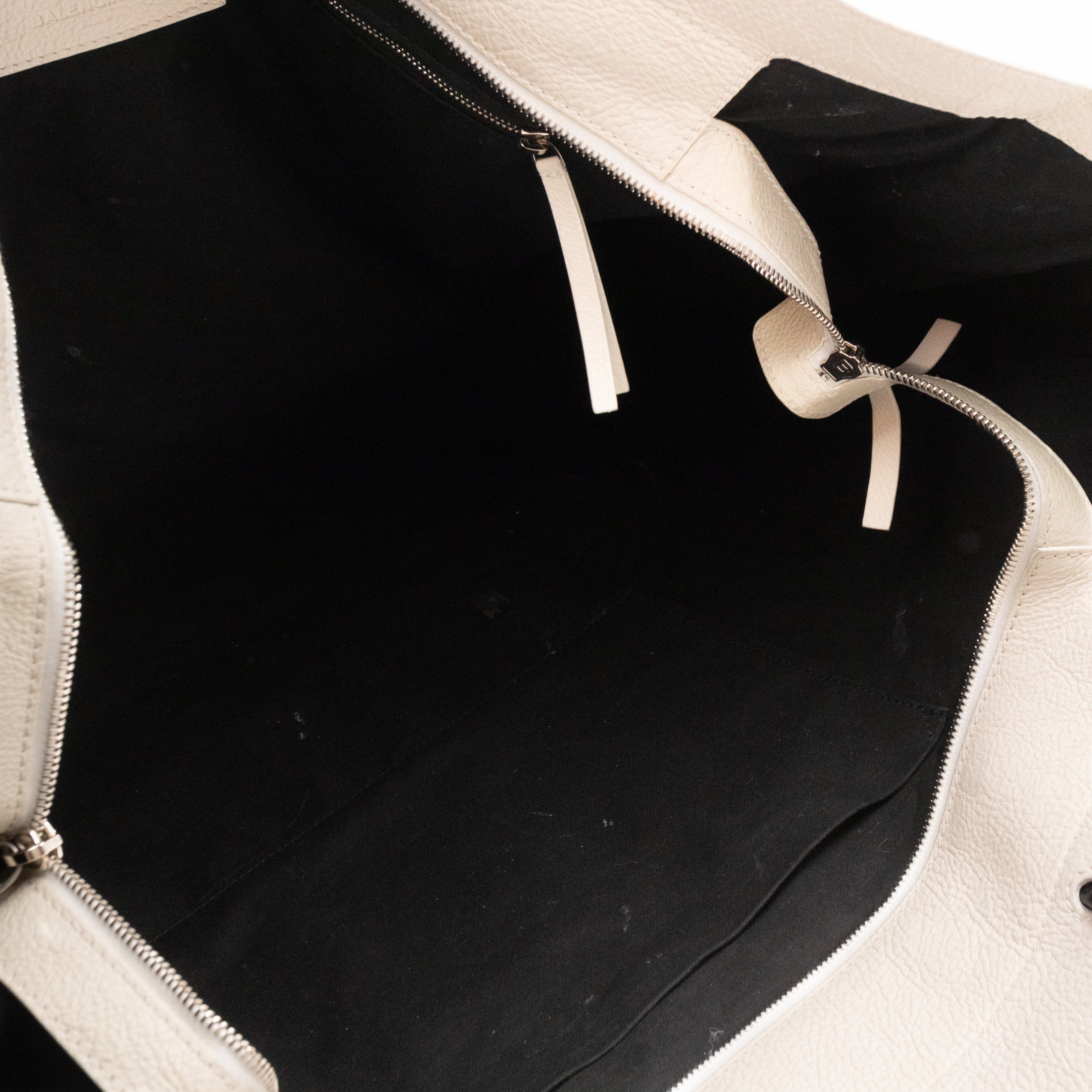 East West Shopper Bag White Leather