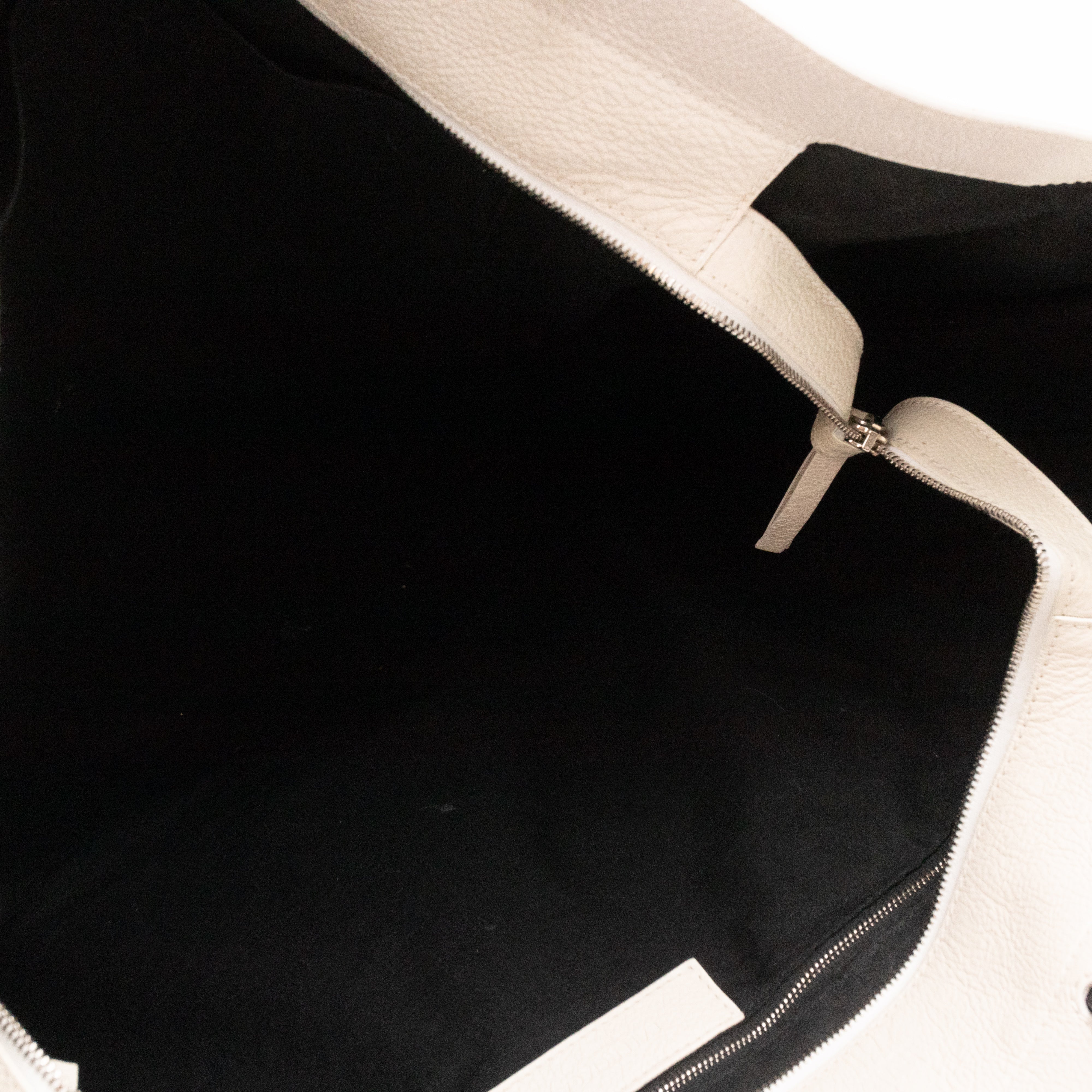 East West Shopper Bag White Leather