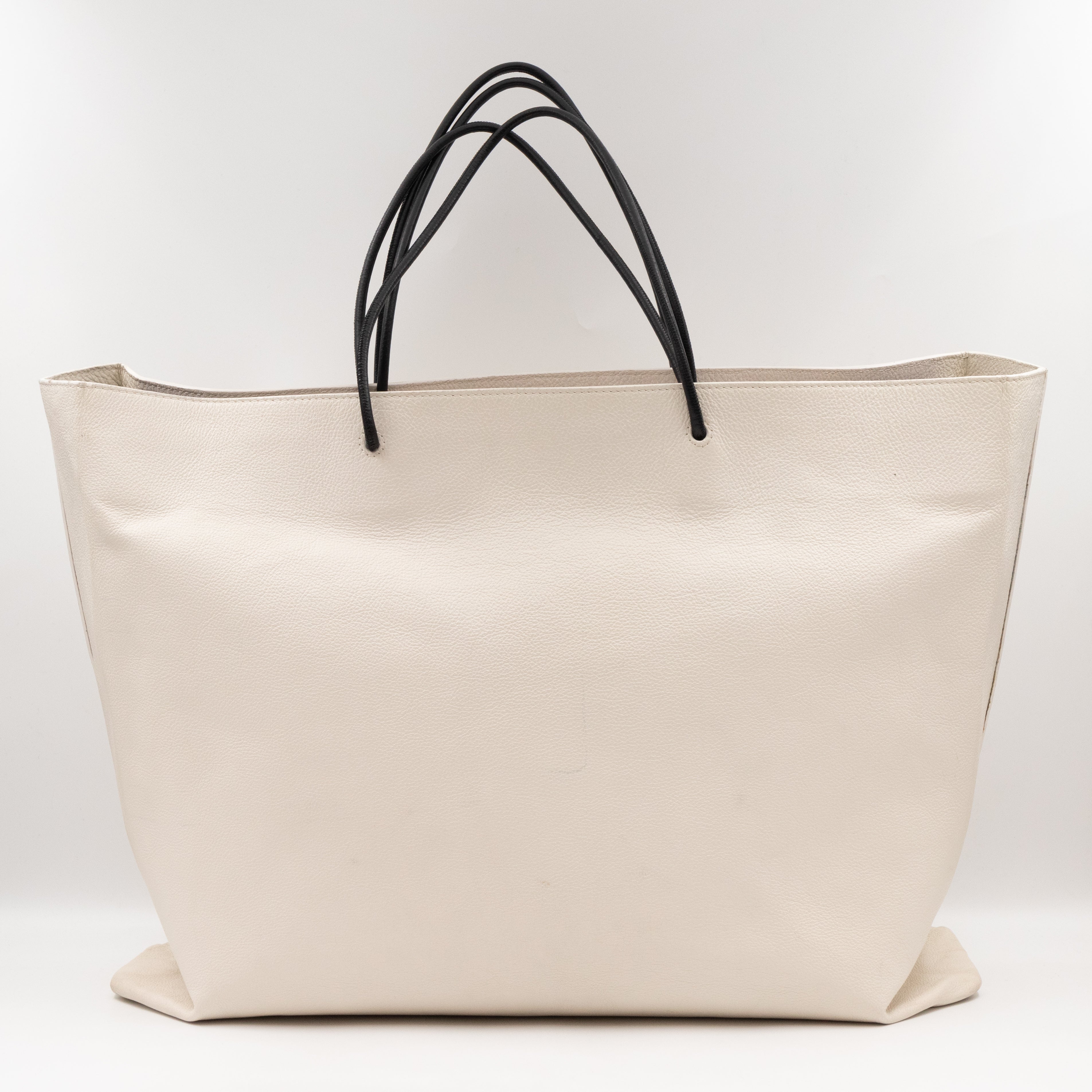 East West Shopper Bag White Leather