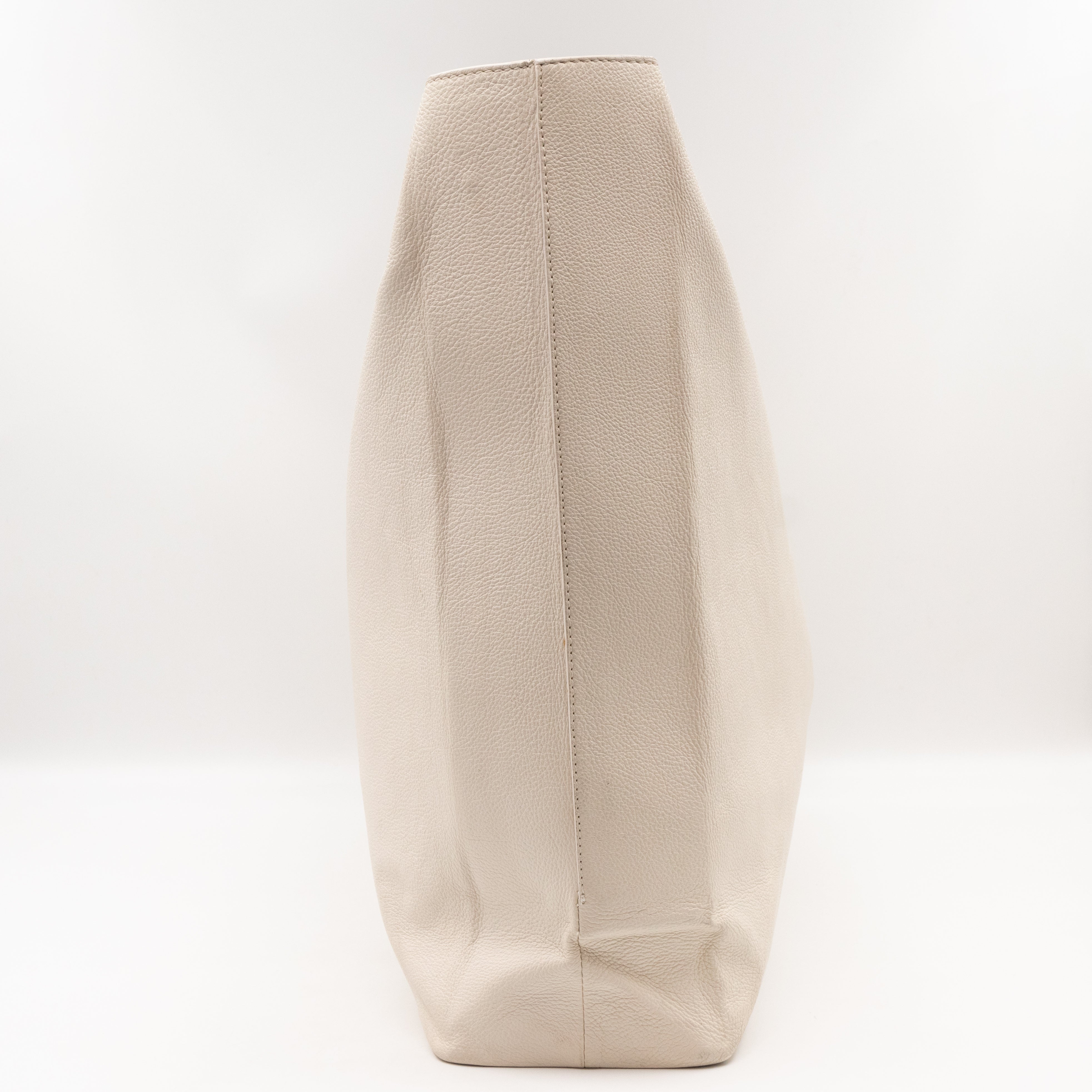 East West Shopper Bag White Leather