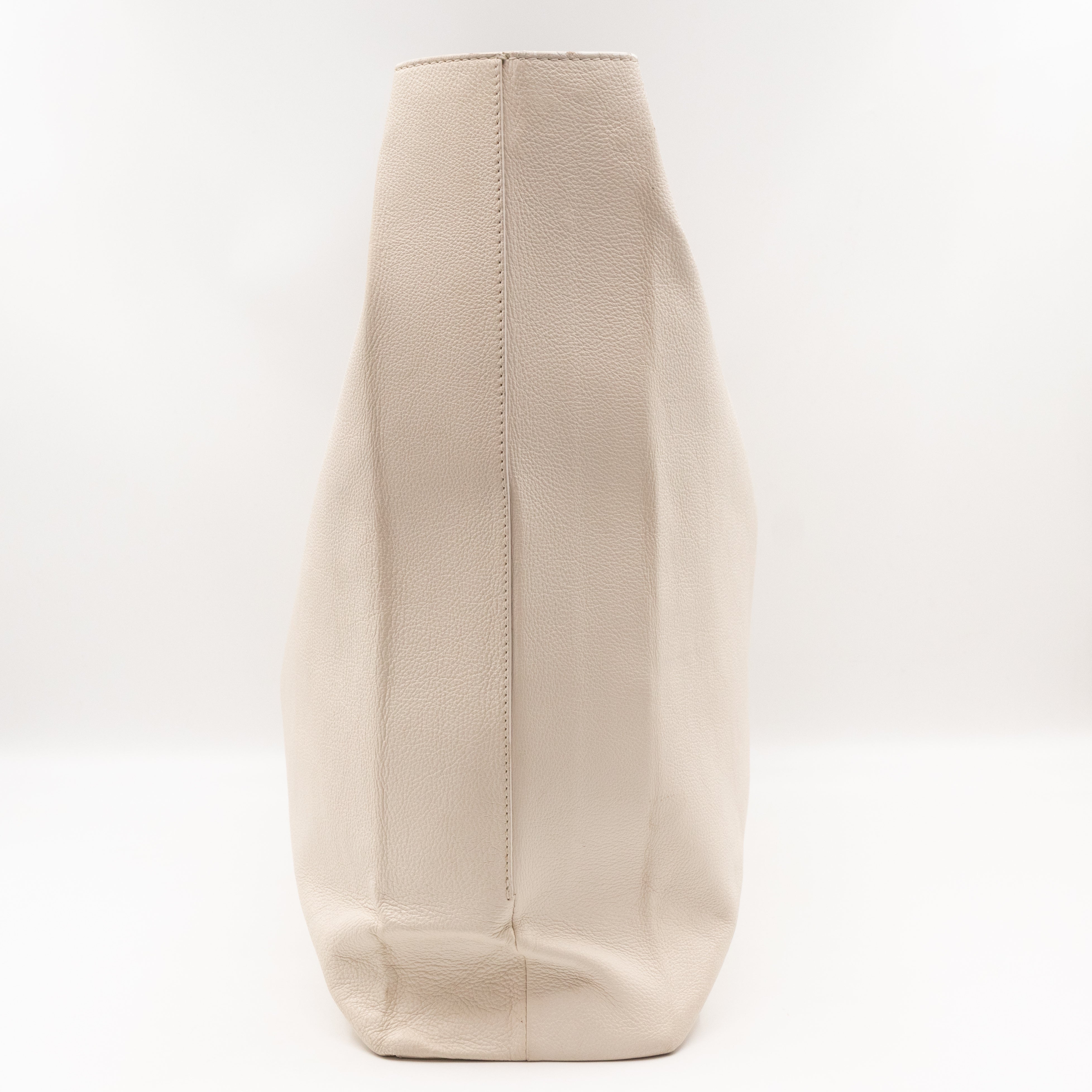 East West Shopper Bag White Leather
