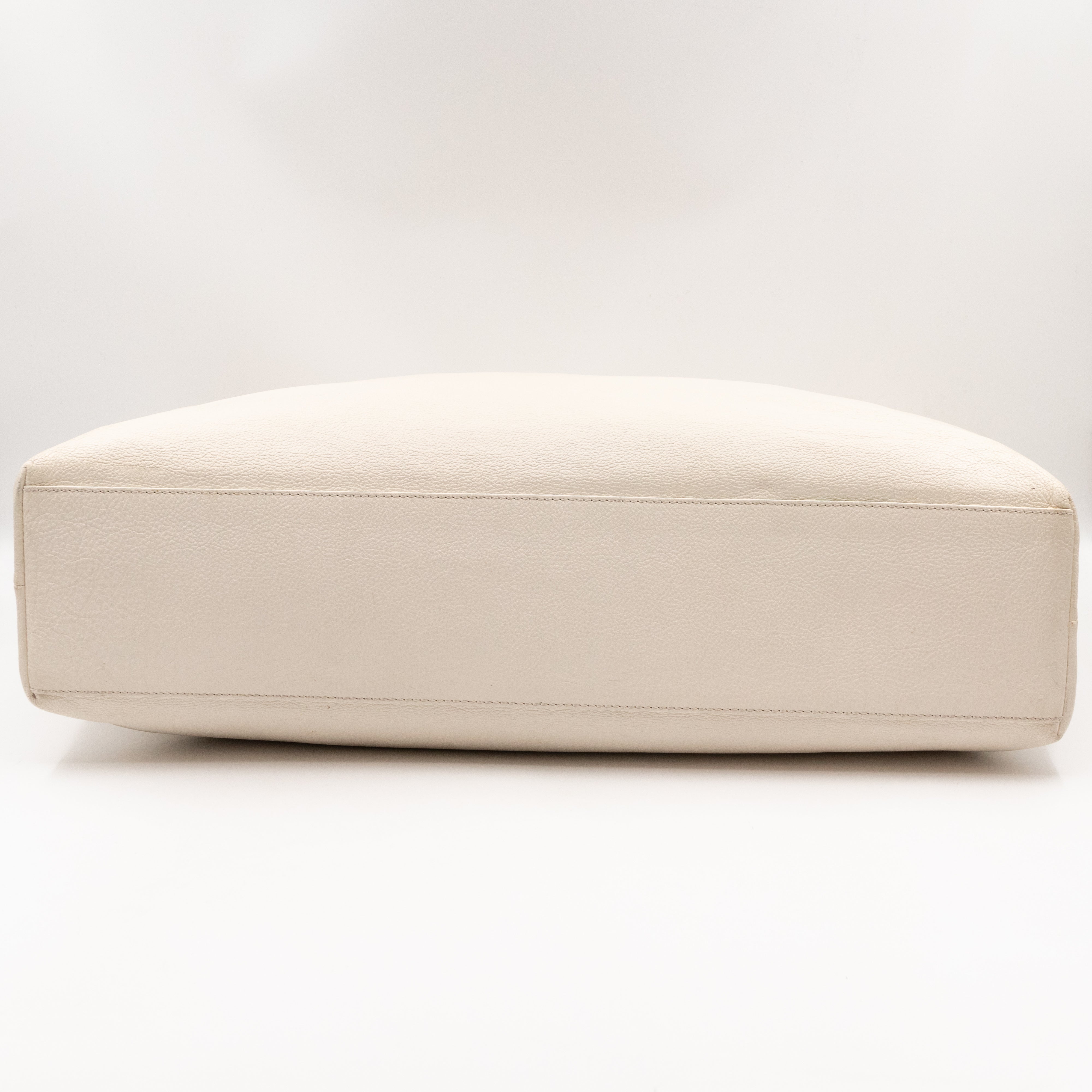 East West Shopper Bag White Leather