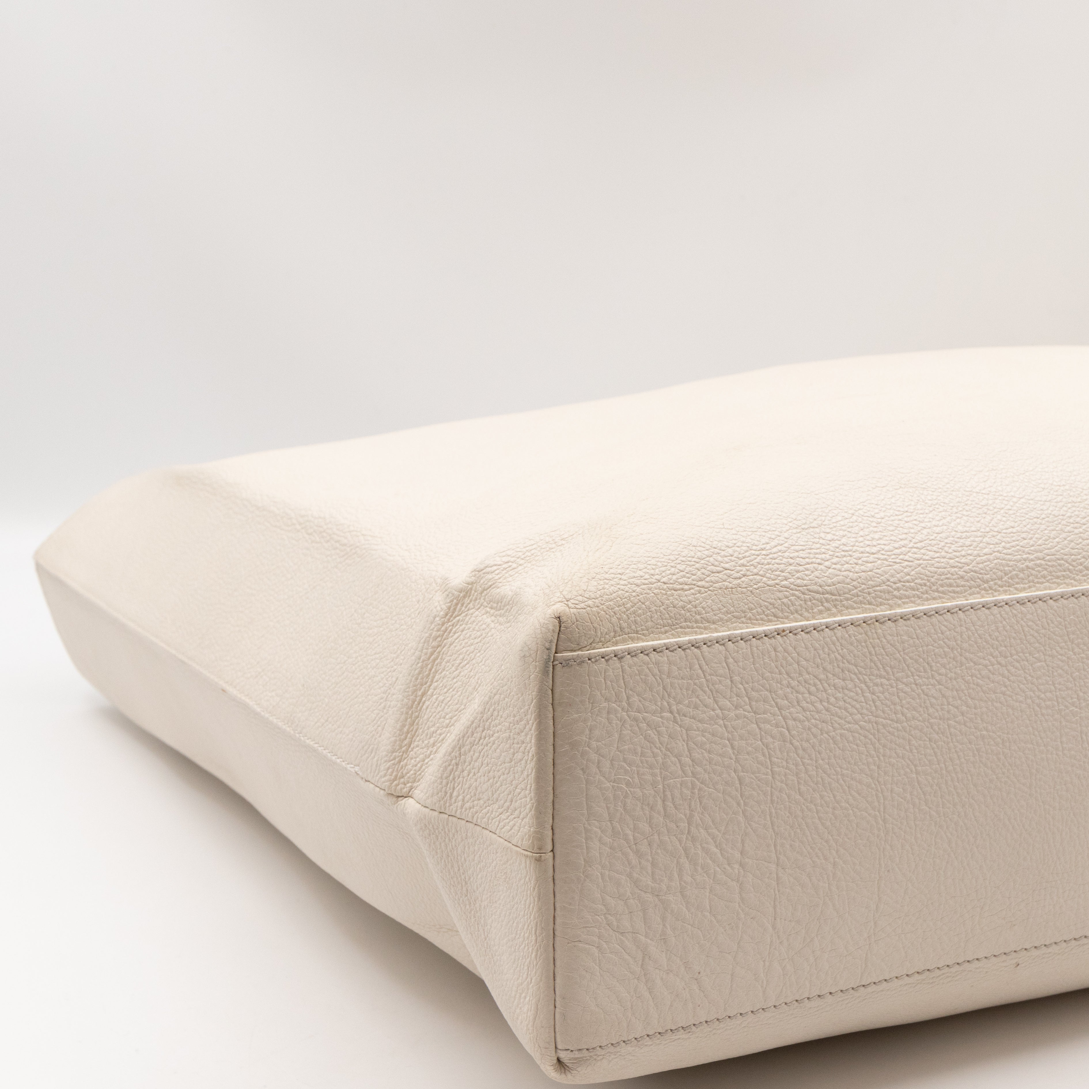 East West Shopper Bag White Leather