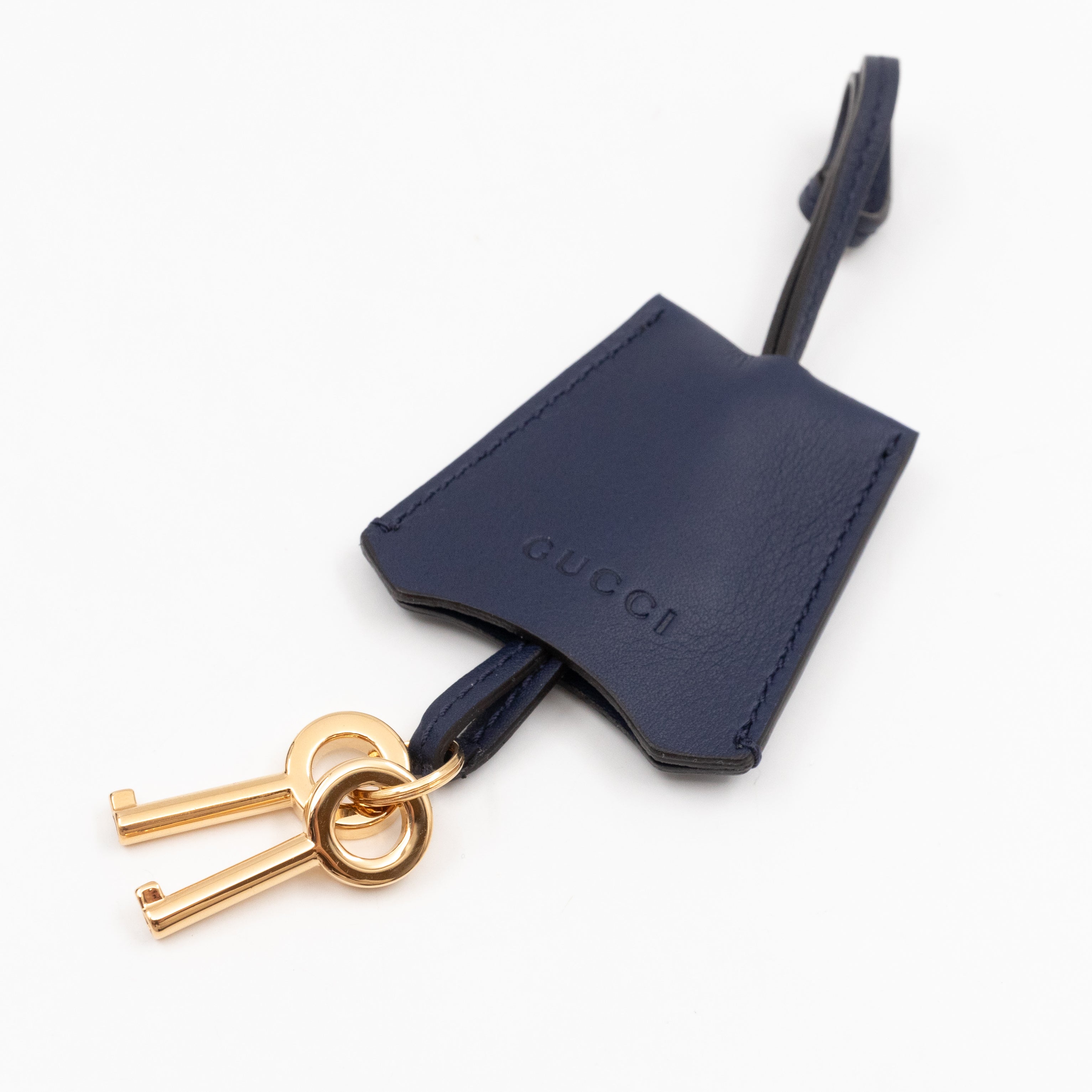 Padlock Small Pearl Studded Navy Blue Leather