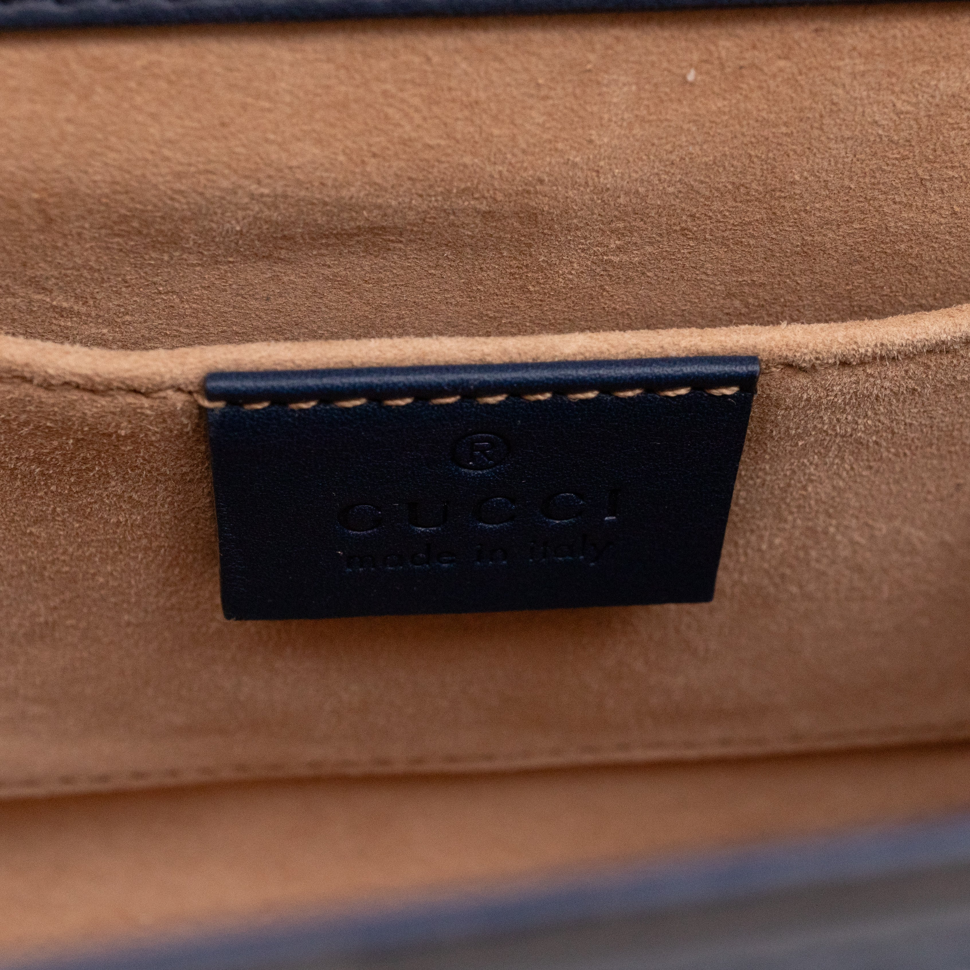 Padlock Small Pearl Studded Navy Blue Leather