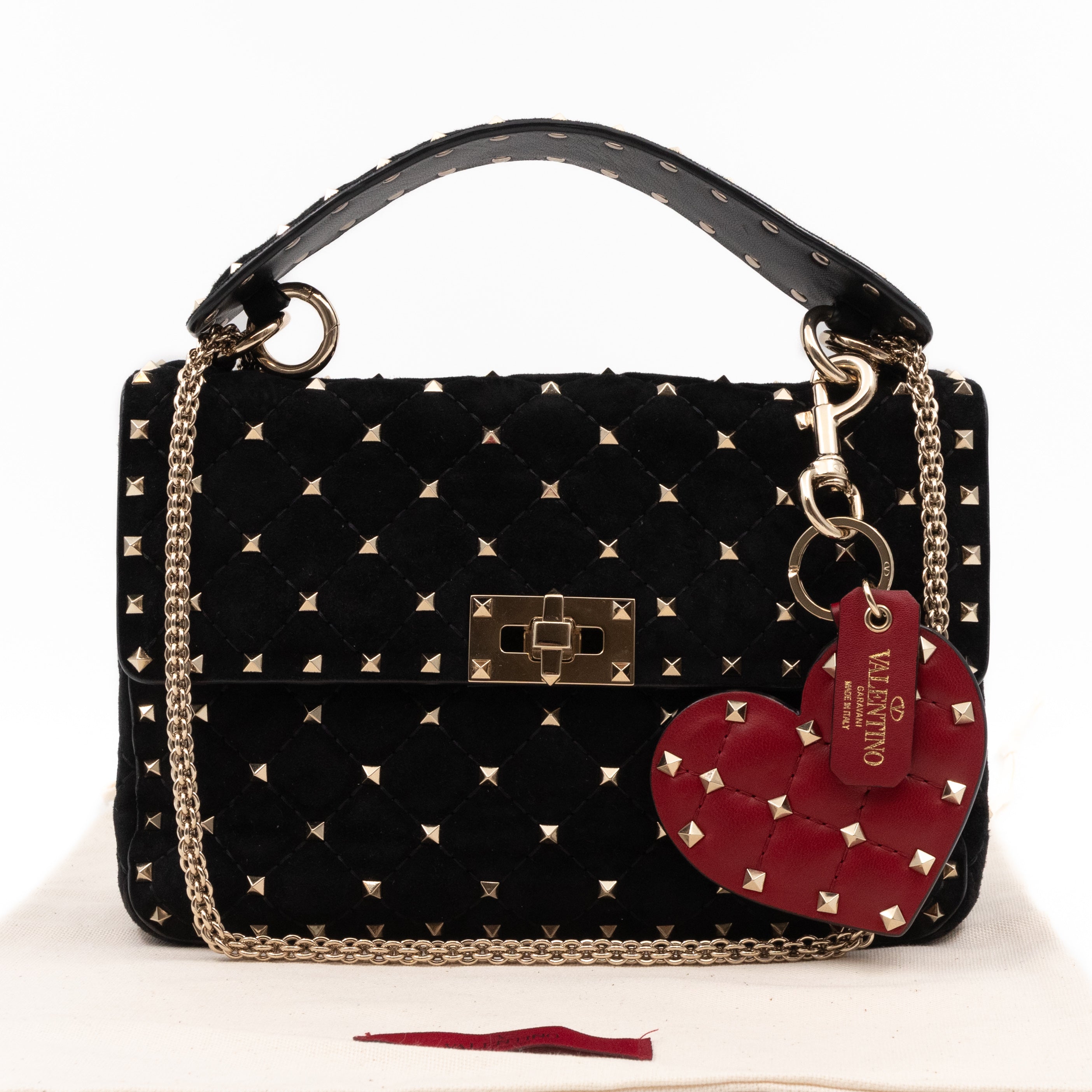 Rockstud Spike Medium Shoulder Bag Black Velvet