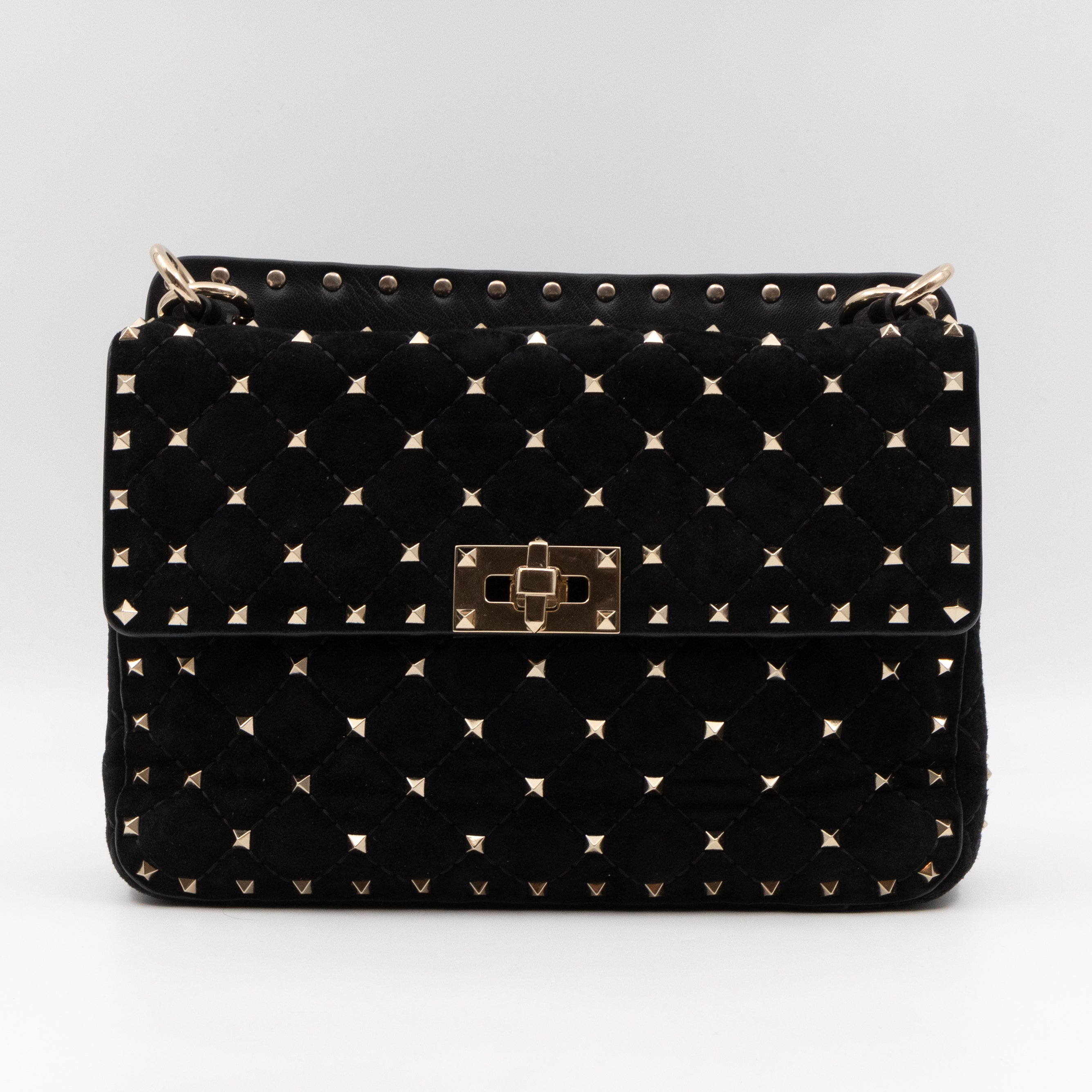 Rockstud Spike Medium Shoulder Bag Black Velvet