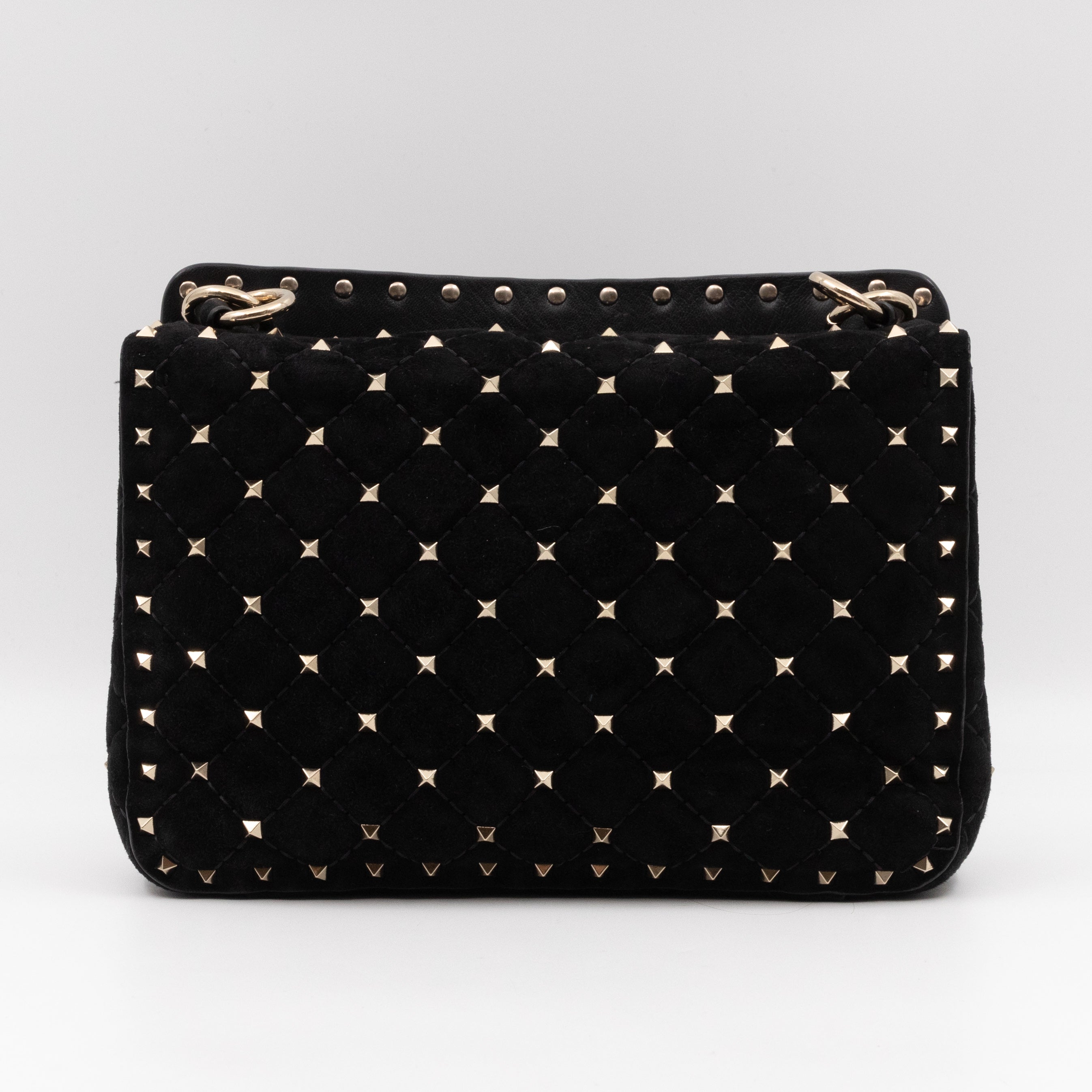 Rockstud Spike Medium Shoulder Bag Black Velvet