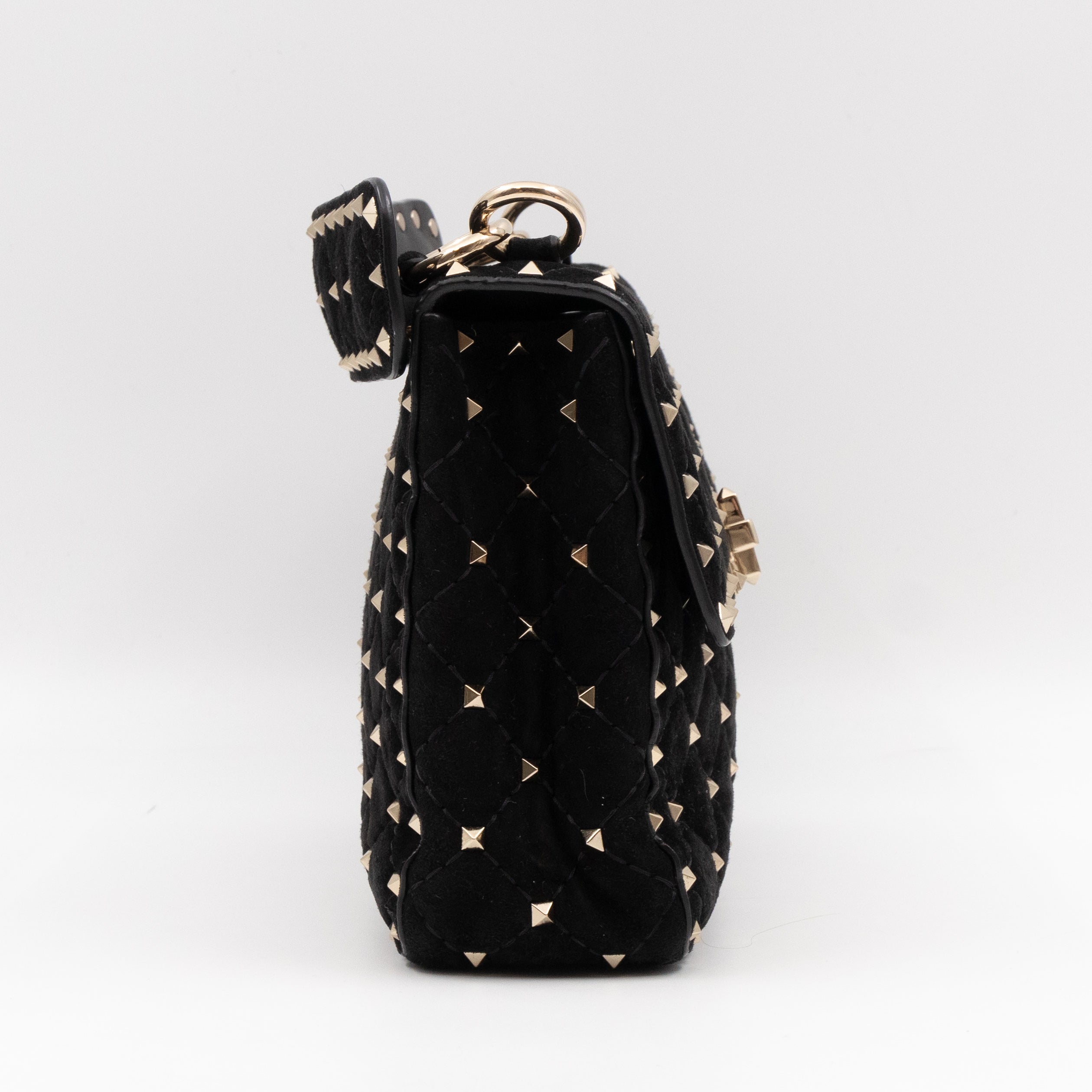 Rockstud Spike Medium Shoulder Bag Black Velvet