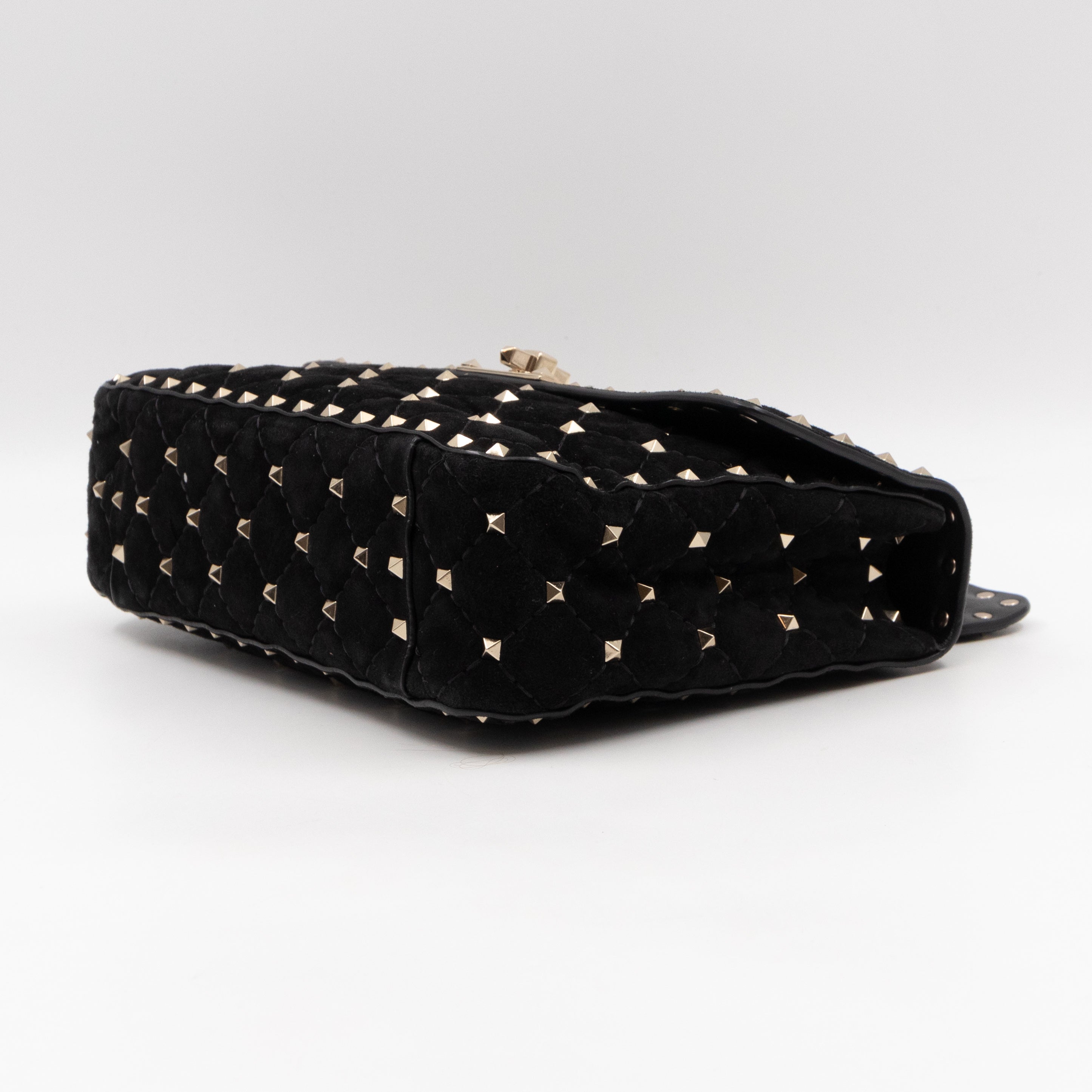Rockstud Spike Medium Shoulder Bag Black Velvet